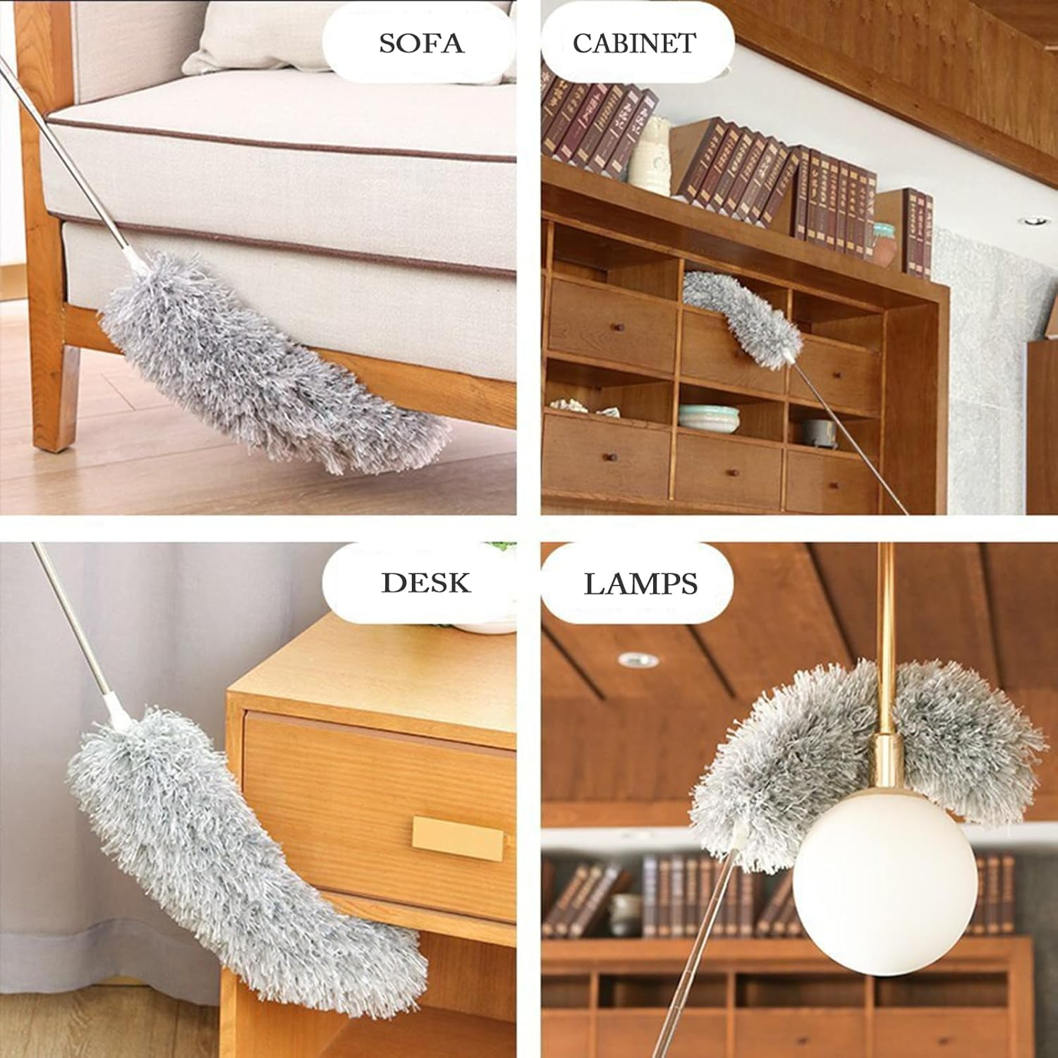 Microfiber Feather Duster with Extendable Pole, 46-280CM Extra Long Cobweb Duster for Cleaning, Ceiling Fan Cleaner Duster with Bendable Head for Ceiling Fan, Furniture, Home image number 4