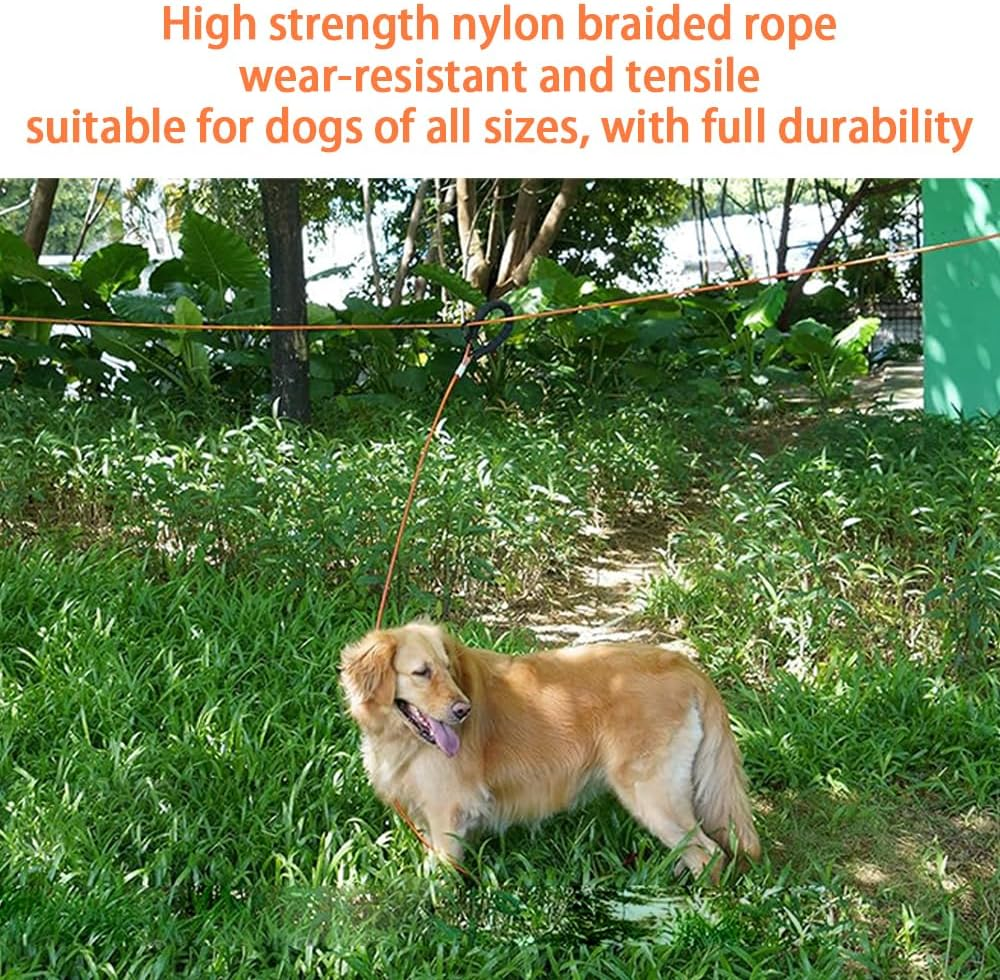 Dog Run for Yard, 15M Portable Overhead Trolley System with 3M Runner Lead for Dogs up to 200Lbs, Tie Out Cable for Camping Tough Dog Tie Out Cable for Outdoor Park Yard image number 1