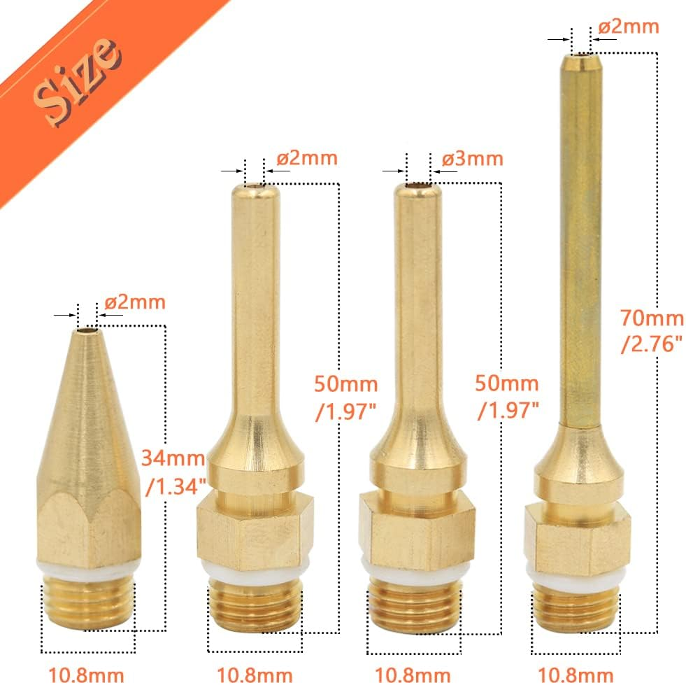 Bestgle Pure Copper Hot Melt Glue Gun Nozzle, Glue Gun Nozzles Replacement Kit Copper Tip Tool Accessories for Hot Melting Glue Gun Electric Heat Tools, Luxury Set, 4 Pack