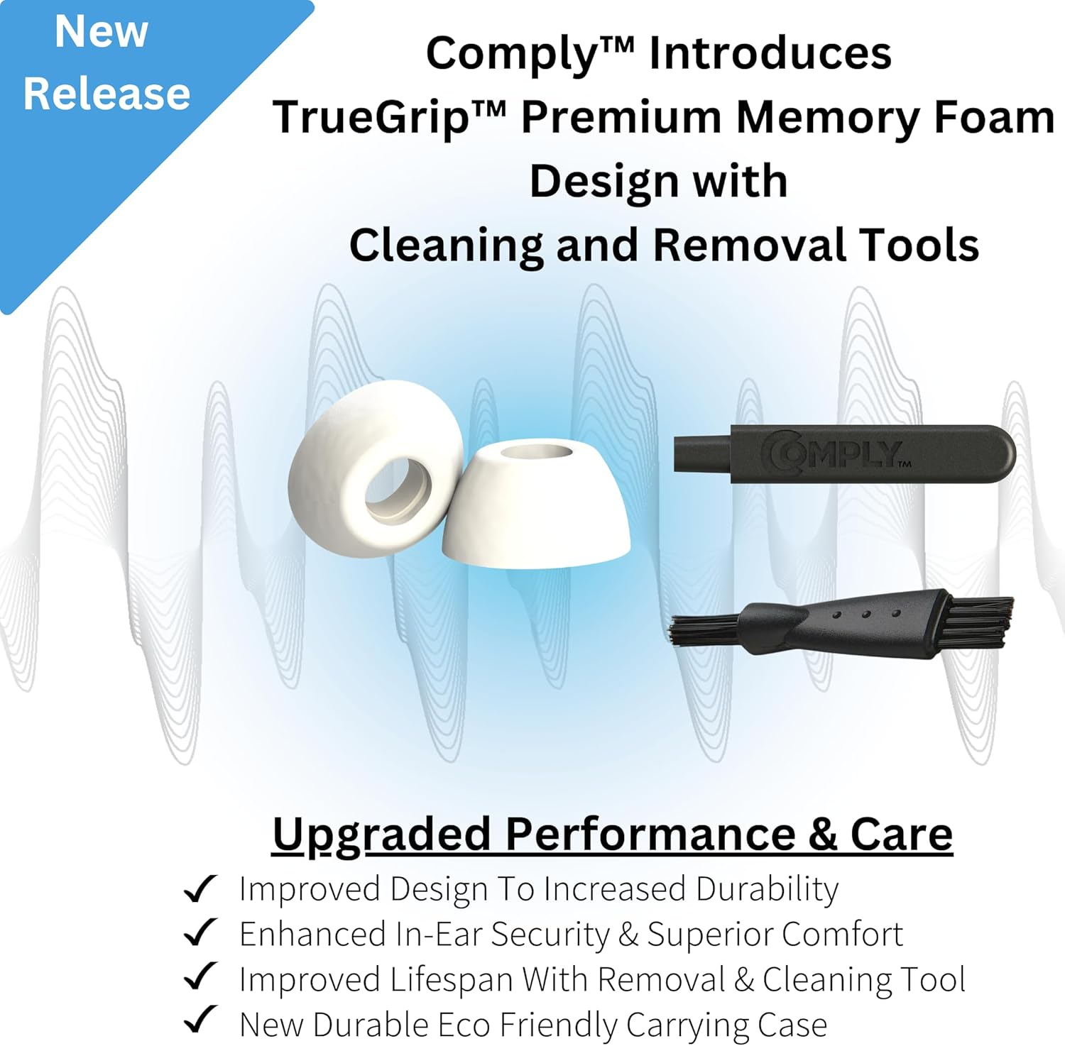 Comply Foam Truegrip Premium Memory Foam Ear Tips for Apple Airpods Pro 1St & 2Nd Gen - S/M/L, White (3-Pairs) - Small Stocking Stuffers, Noise Isolation with Removal Cleaning Tool image number 5