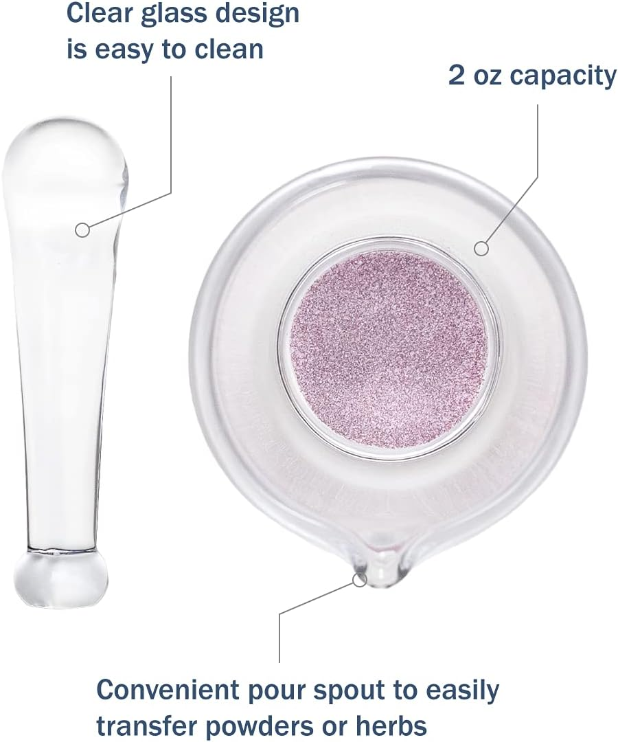 Apothecary Products Mortar and Pestle Bowl | Mixer and Grinder for Medicine | Glass | 2 Oz
