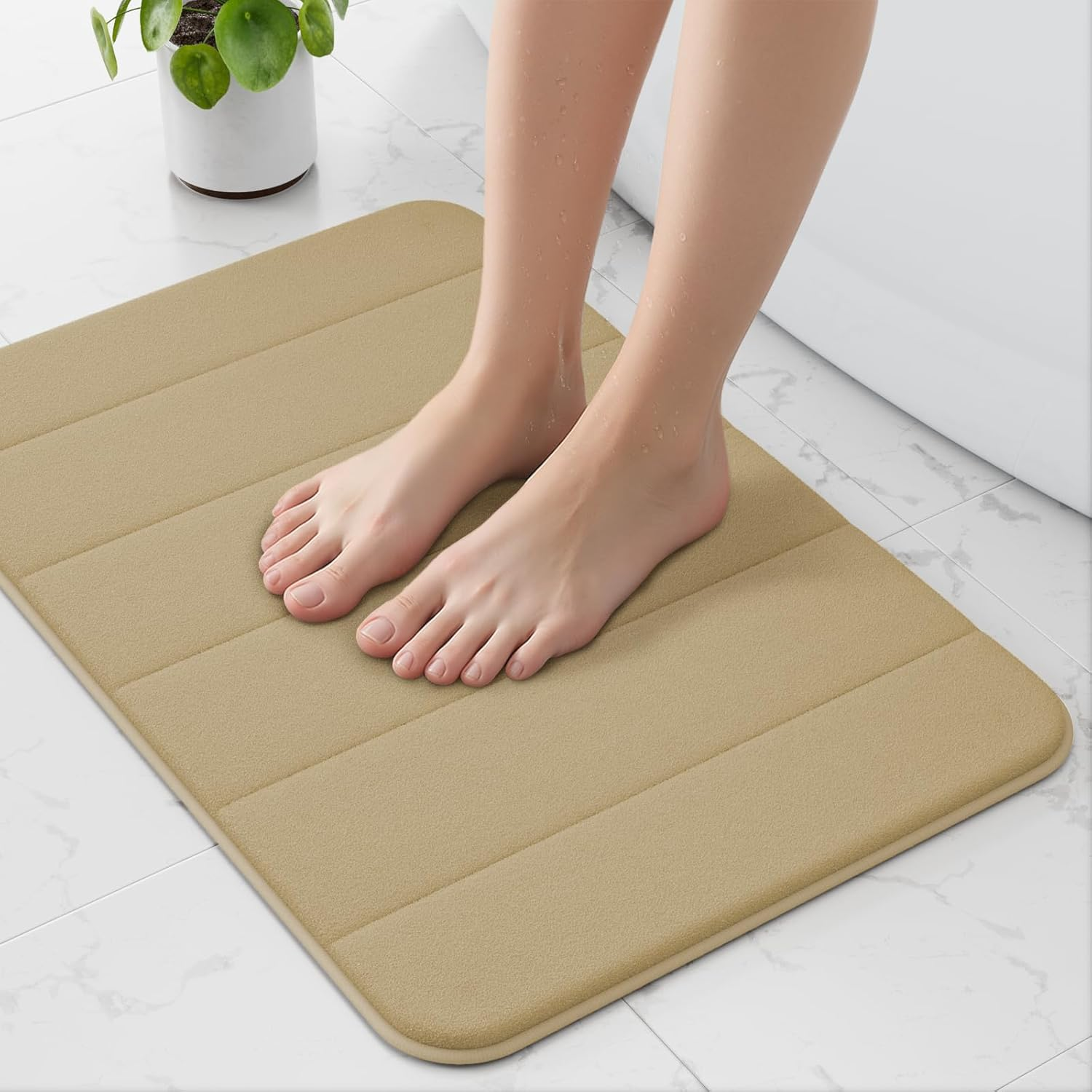 Memory Foam Bath Mat Bathroom Rug, Extra Soft Absorbent Premium Bath Rugs Mat, Non-Slip Thick Comfortable Carpet for Tub, Shower Room, Machine Wash Dry, 50X80Cm, Lime Green