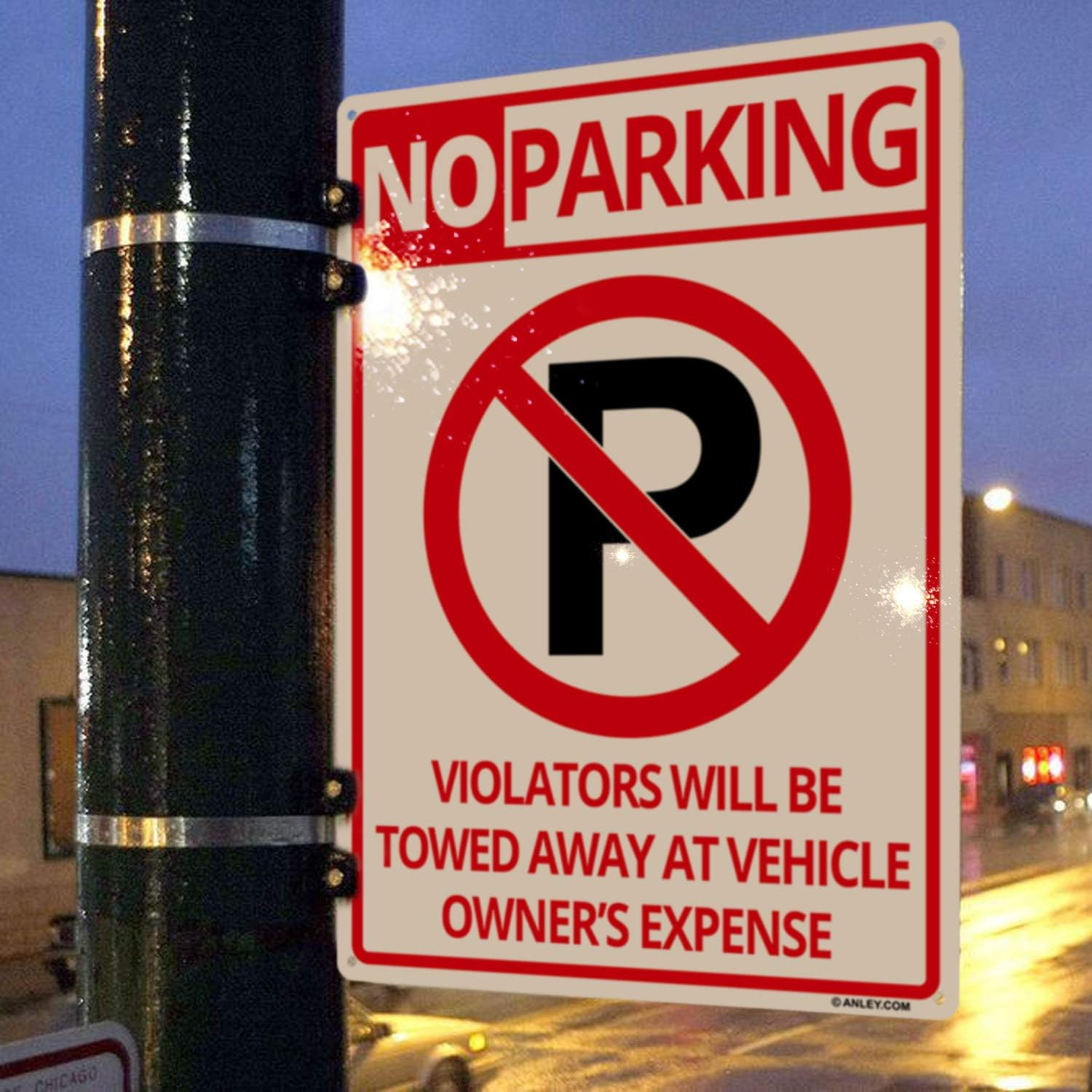 ANLEY No Parking Sign 14 X 10 in - 40 Mil Thick Rust-Free Weatherproof Aluminum - Easy Mounting - Violators Will Be Towed Away at Vehicle Owners Expense Metal Warning Sign Outdoor Use image number 2