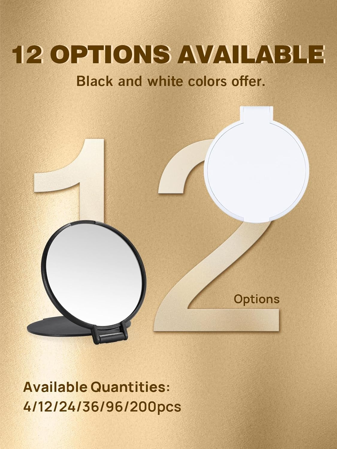 Qislee Compact Mirror Bulk, round Makeup Mirror for Purse, Set of 12 (White) image number 6