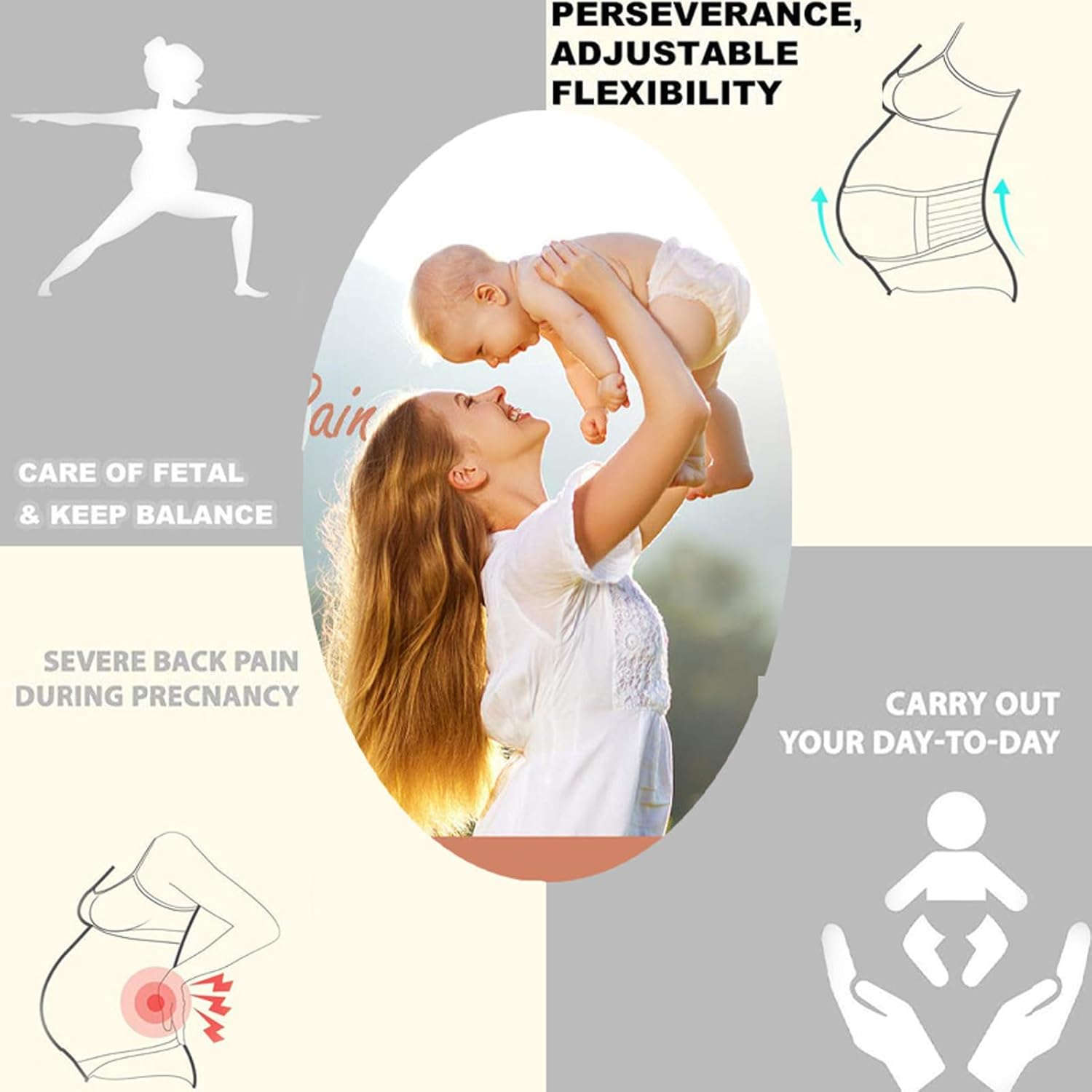 MYLEUS Adjustable Maternity Belly Band,Light and Breathable Pregnancy Belly Support Band,Prenatal Cradle for Baby,For Abdomen, Pelvic, Waist, & Back Pain(One Size,Nude Colour) image number 6