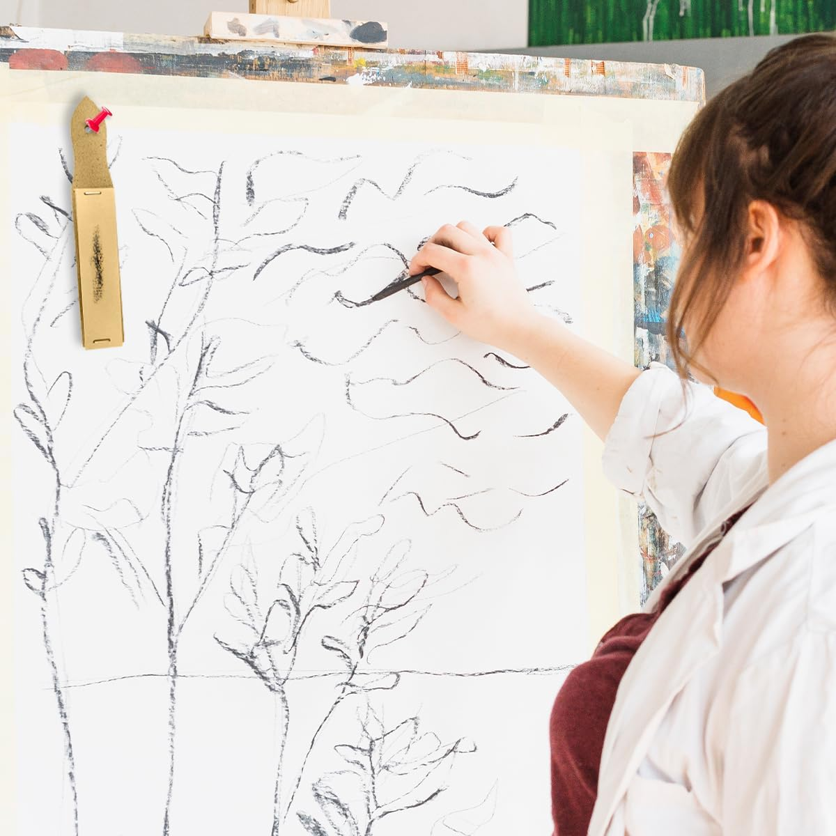 TEAONE Pencil Sanding Block, 2 PCS Charcoal Sandpaper for Charcoal Pencils, Pastel Sticks (16 X 3Cm/6.29 X 1.18In) image number 6