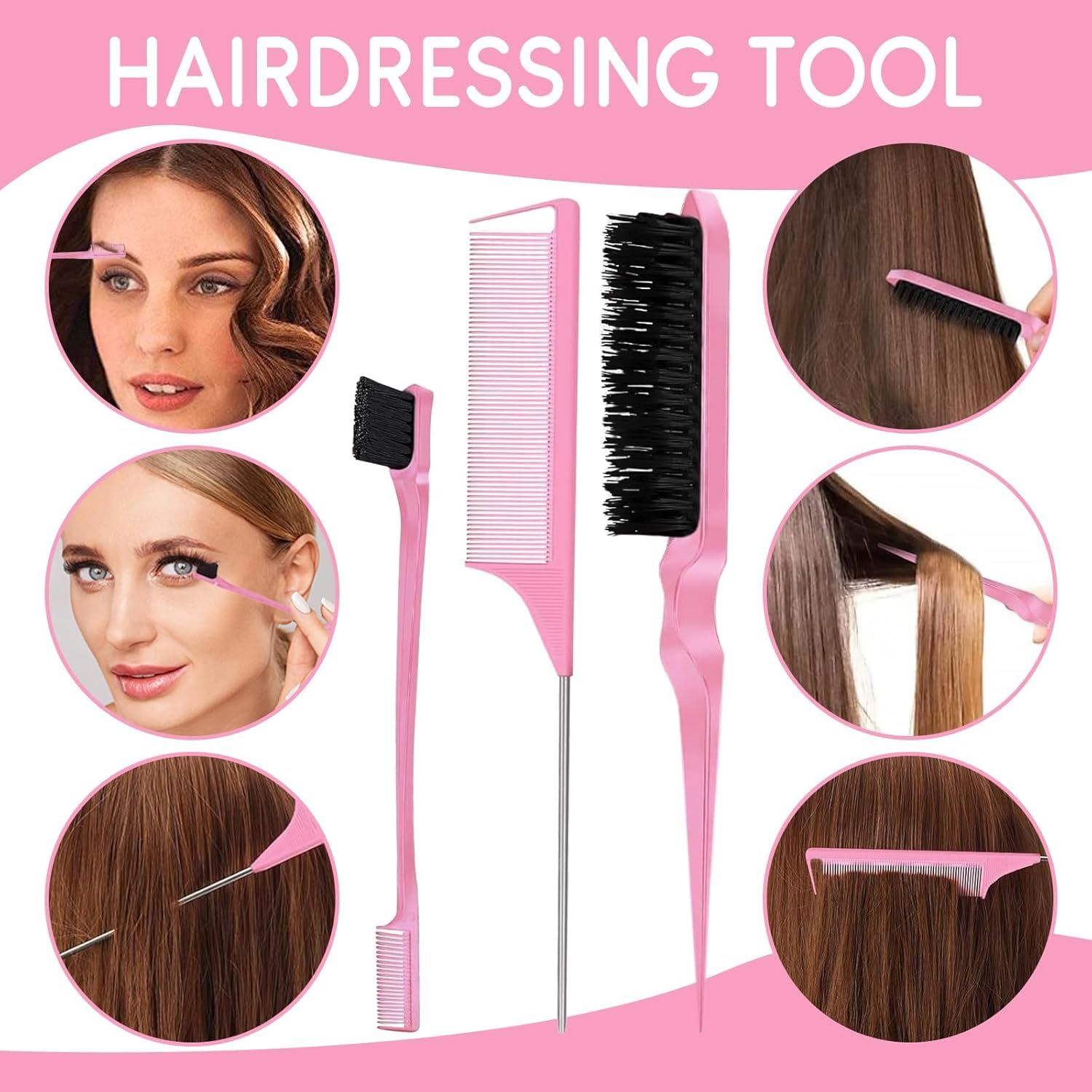 Sularpek 12PCS Sectioning Hair Clips for Styling + 3PCS Comb, Hair Grips for Women, Slick Back Brush Set, Salon and Home Hairdressing Clips(Black) image number 5