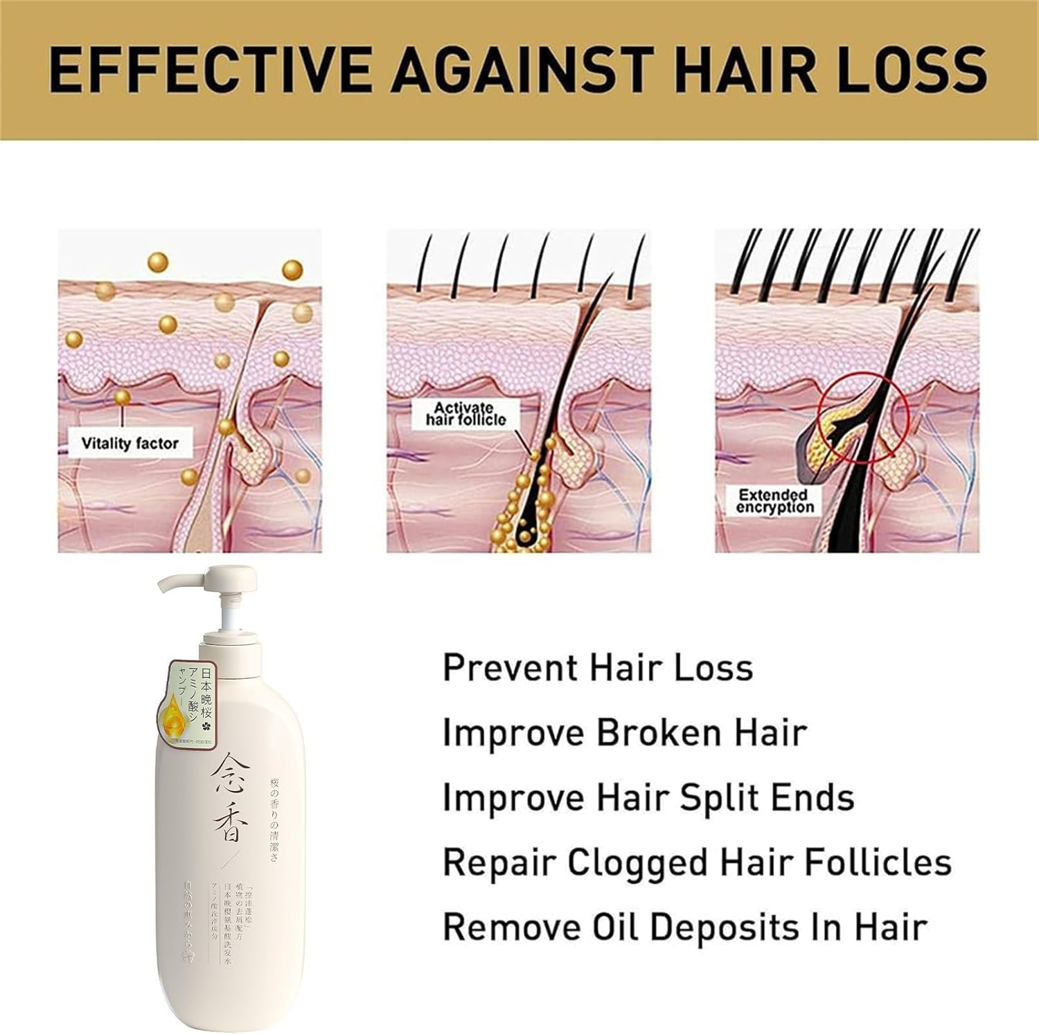 Boundbreed Sakura Japanese Shampoo, Sakura Japanese Shampoo, Sakura Hair Growth Japan'S No. 1 Shampoo, Sakura Hair Density Essential Shampoo, Sakura Japanese Shampoo and Conditioner (Color : Shampoo - Conditioner image number 5