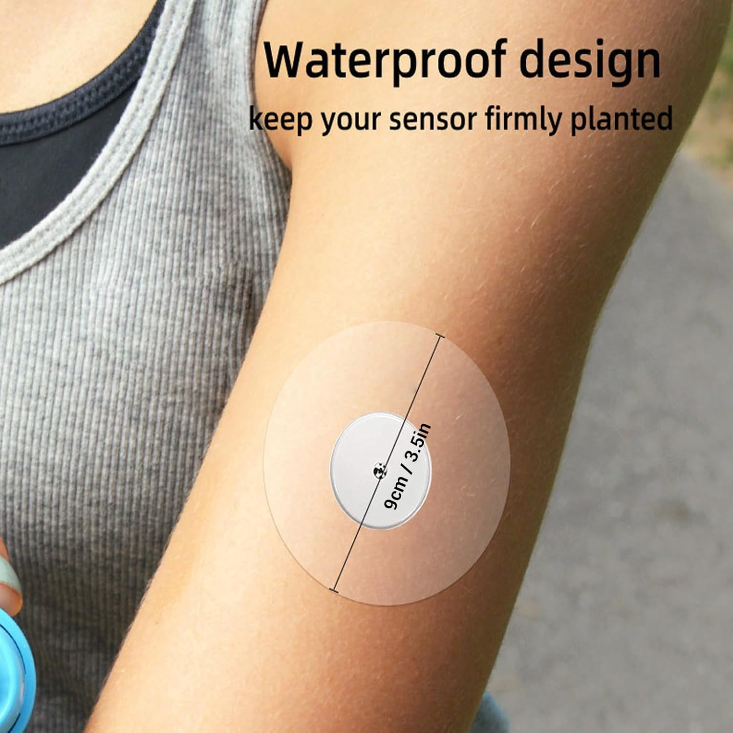 20 Pack Adhesive Sensor Patches Blue round Shape Cover Stripe Striped Stickers Transparent Adhesives Tapes 2 Sensor Covers Auto Light Sensor Outlet Cover image number 2