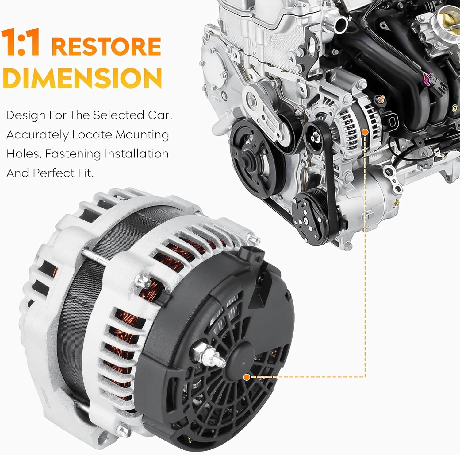 New Alternator for 07-14 Cadillac Escalade ESV EXT Chevy Avalanche Silverado 1500 2500 3500 Suburban Tahoe GMC Sierra Yukon, Hummer H2, 1-2990-01DR, 90-01-4558, 15093928 image number 2