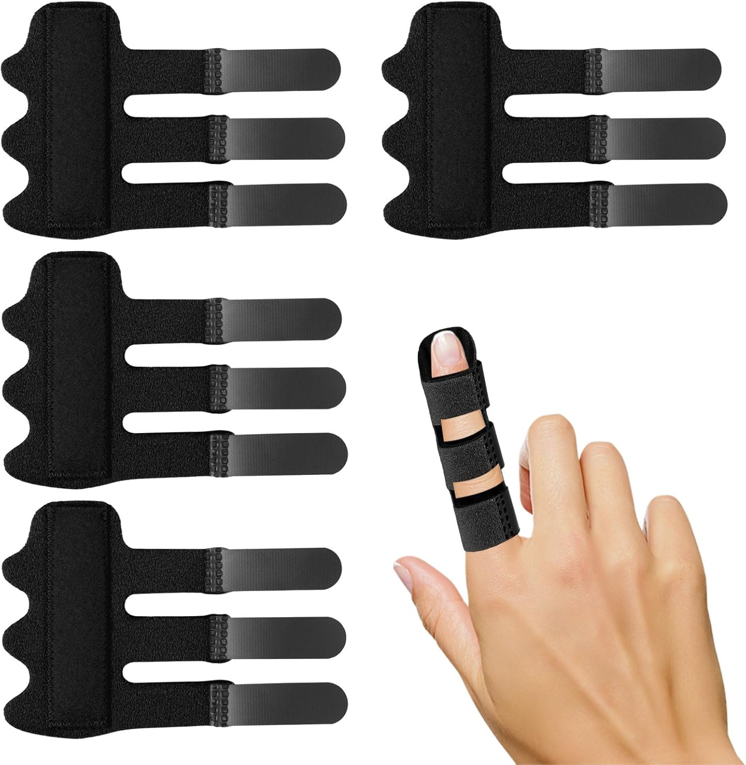 Trigger Finger Splint, 4Pcs Mallet Finger Splint, Thumb Splint, Upgraded 3 Straps Trigger Fingers Brace, Brace for Pain Relief, Arthritis, Broken Finger Protection, Straighten, Knuckle Immobilization image number 3