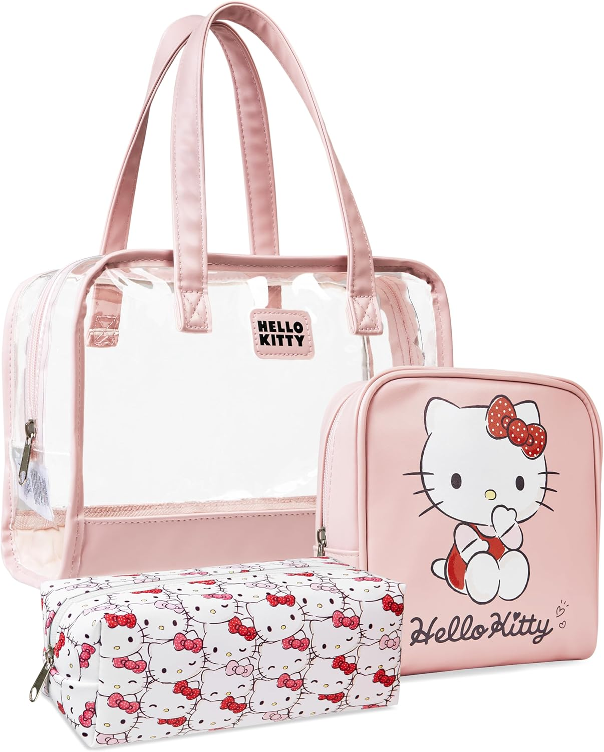 Hello Kitty Women'S Cosmetic Bag Set of 3 &ndash; Travel Toiletry Bag, Make up Bag, Pink, Einheitsgr&ouml;&szlig;e, Cosmetic Bags image number 3