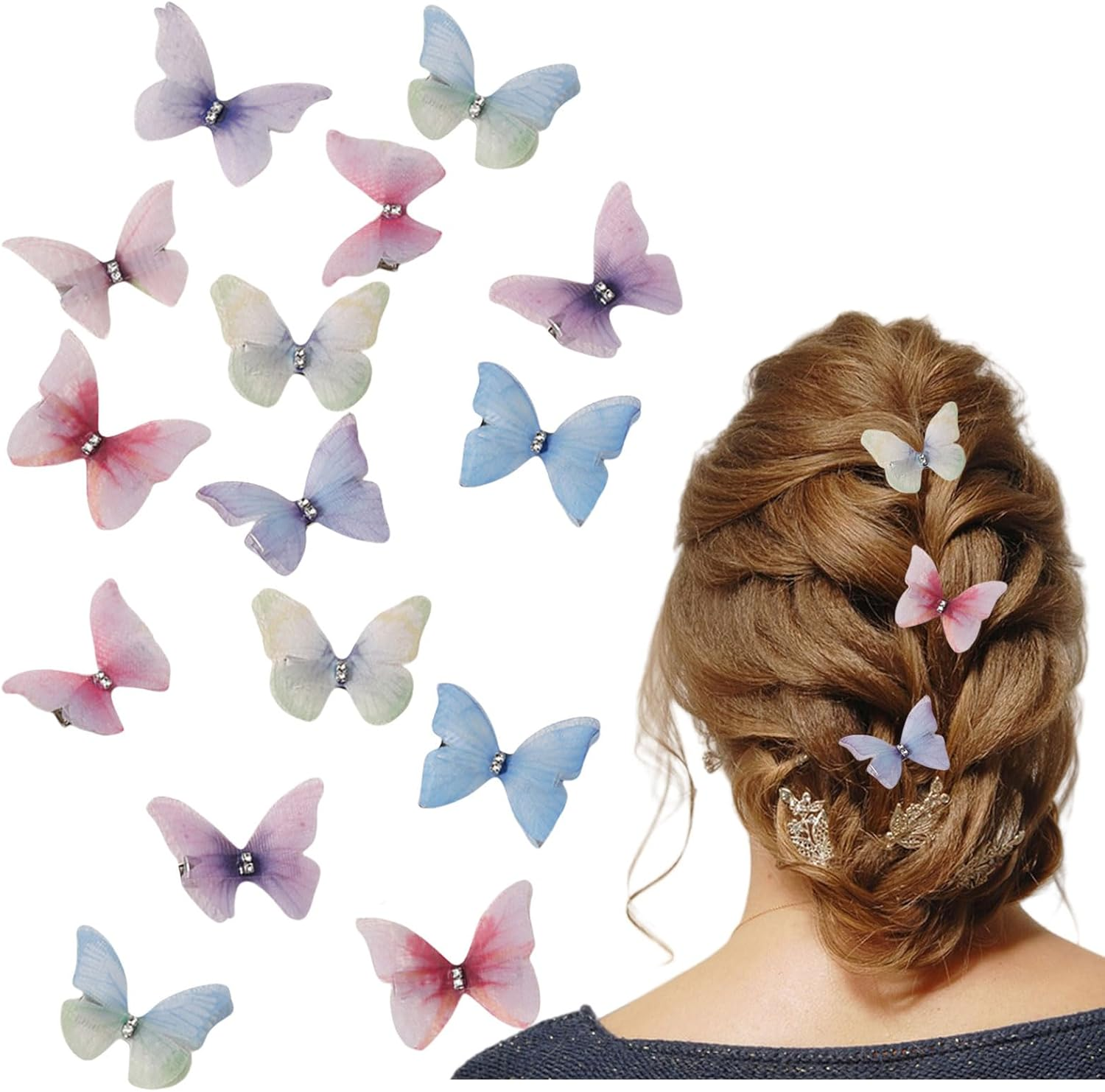 Butterfly Hair Clips,20Pcs Mixed Color 3D Double Layer Butterfly Hair Barrettes,Butterfly Hair Accessories for Girls Teens Women Christmas Birthday Gift image number 5