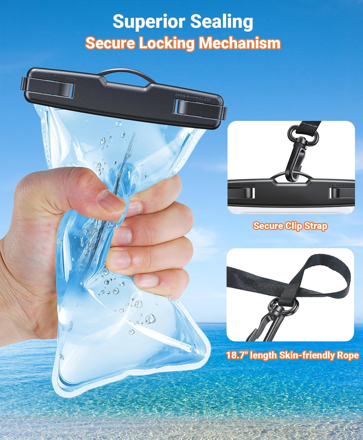 Coolpow【2 Pack】 Waterproof Phone Pouch Case【Easy Lock & Heavy Duty】 IPX8 Water Proof Phone Case Cellphone Dry Bag for Iphone 17 Pro Max16 15 14 13 12, S25 S24, 4-7" Cellphones Beach Essentials