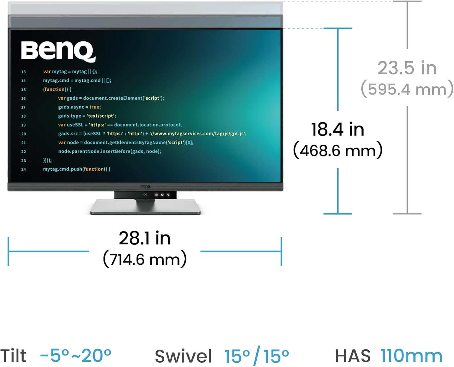 Benq RD320U 32&rdquo; 4K 3840X2160 Programming Monitor with 2000:1 Contrast Ratio, Nano Matte Panel, Backlight, 90W USB-C, Coding Modes, Night Hours Protection, Ergonomic Design, and Eye-Care Technology image number 2