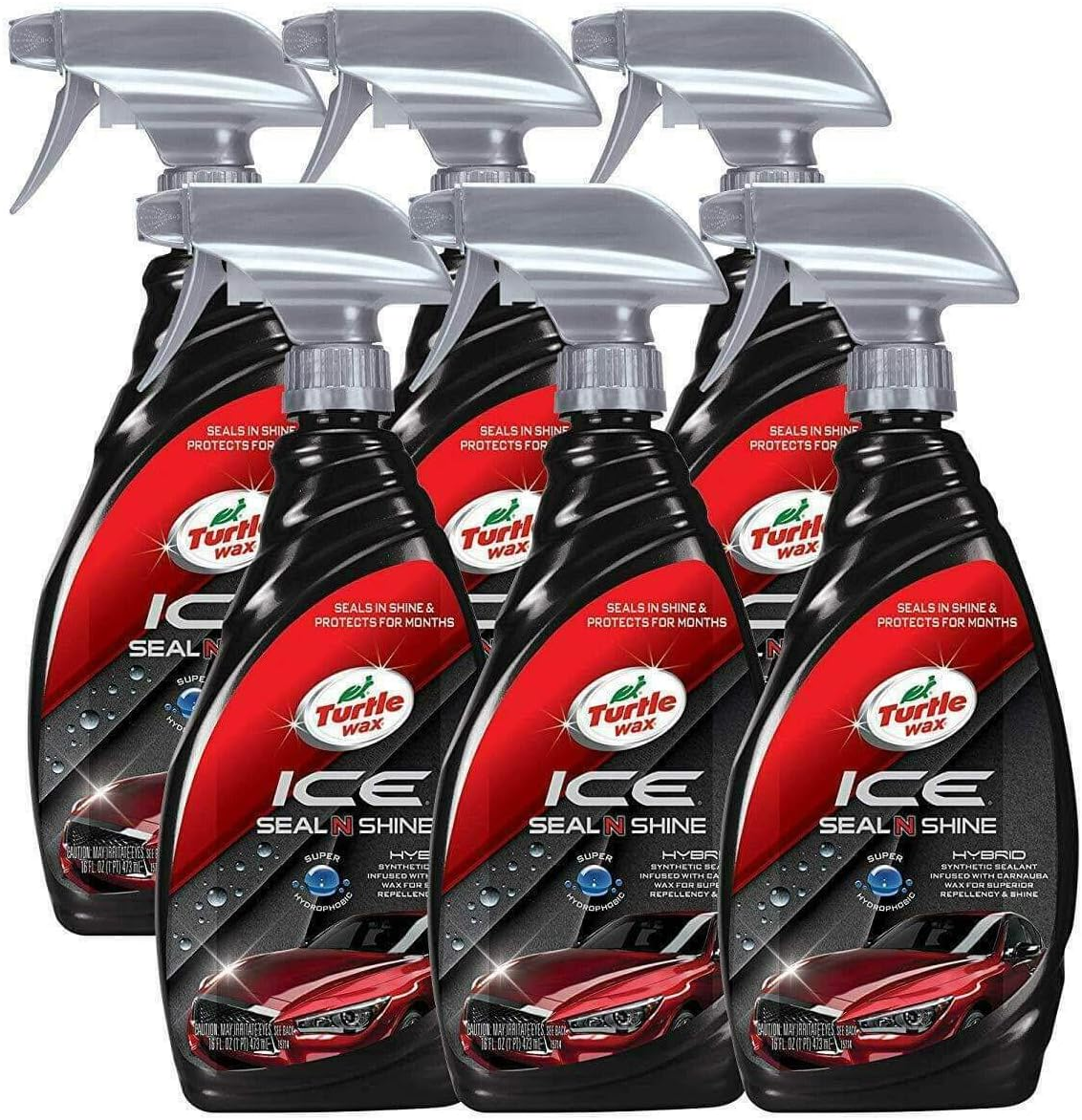 Turtle Wax 50984 ICE Seal N Shine Hybrid Sealant Spray Wax and Coating, Insane Water Beading with Paint Protection, Carnauba Infused for Ultimate High Gloss Finish, 16 Oz (Pack of 6) image number 1