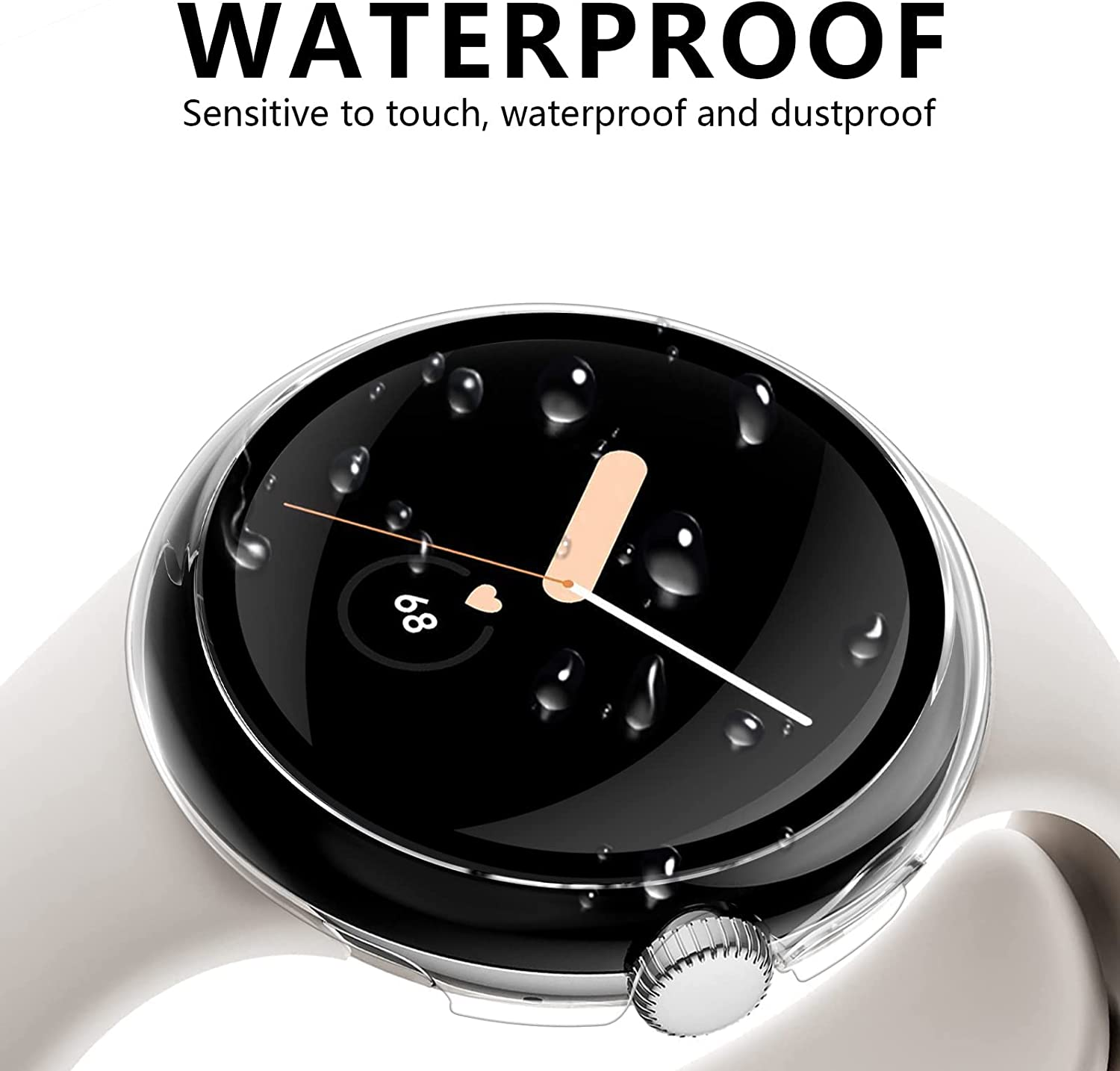 2 Pack ZANZER Hard Case Compatible for Google Pixel Watch 2/Pixel Watch 1 with Tempered Glass Screen Protector, Full Cover Hard PC Slim Scratch Resistant Bumper Cover for Google Black+Black image number 2