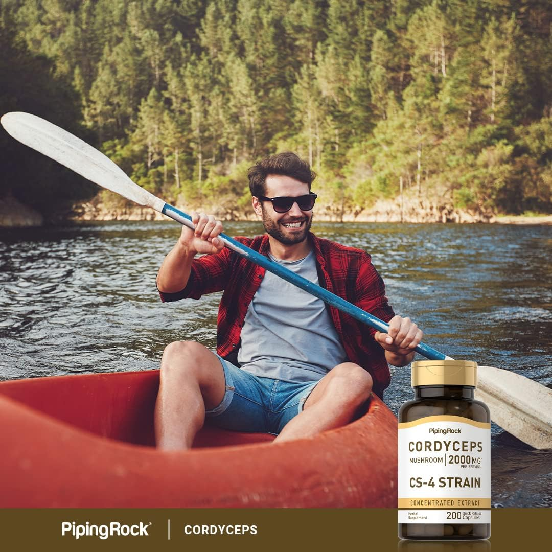 Cordyceps Mushroom 2000 Mg (Per Serving) | 200 Quick Release Capsules | Non-Gmo, Gluten Free | by Piping Rock image number 6