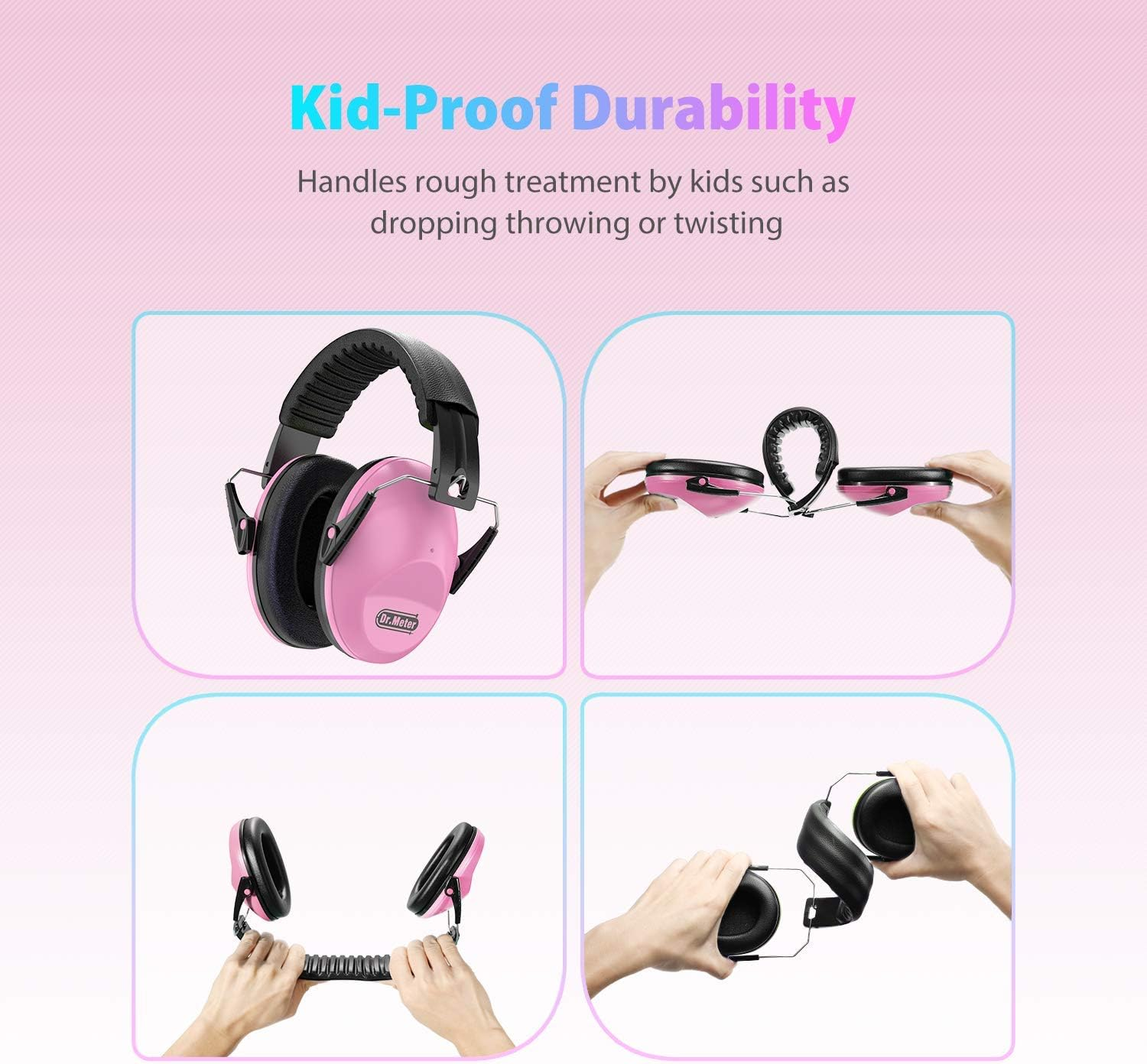 Dr.Meter Ear Muffs for Noise Reduction 27NRR Noise Cancelling Headphones for Kids with Adjustable Head Band, EM100 Hearing Protection Earmuffs for Football Game, Concerts, Air Shows, Fireworks image number 3