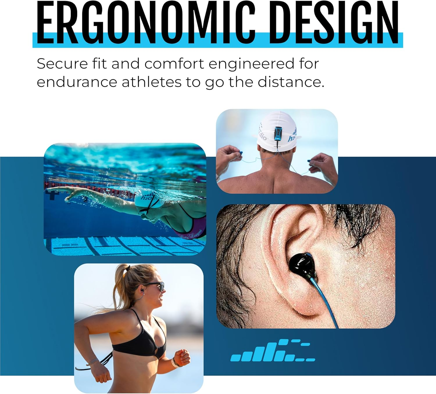 H2O Audio Surge S+ Waterproof Sport Headphones, (Short Cord Design) &ndash; In-Ear Sweatproof Earbuds for Swimming, Running, Cycling &ndash; IPX8 Waterproof, Compatible with Ipods & MP3 Players image number 1