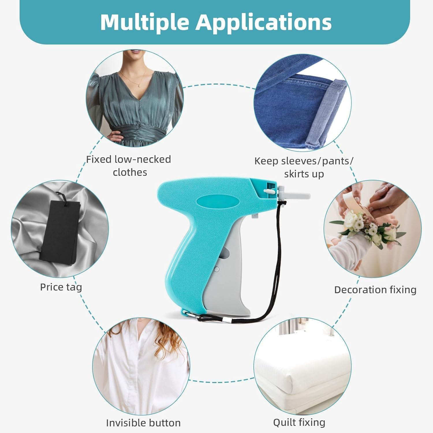 Fine Stitch Gun Kit for Clothes, Tagging Gun for Clothing, Quick Easy Stitch Sewing Hemming Gun Cloth Fixer Gun with 2 Needle, 1500 Black and 1500 White Micro Fasteners image number 5