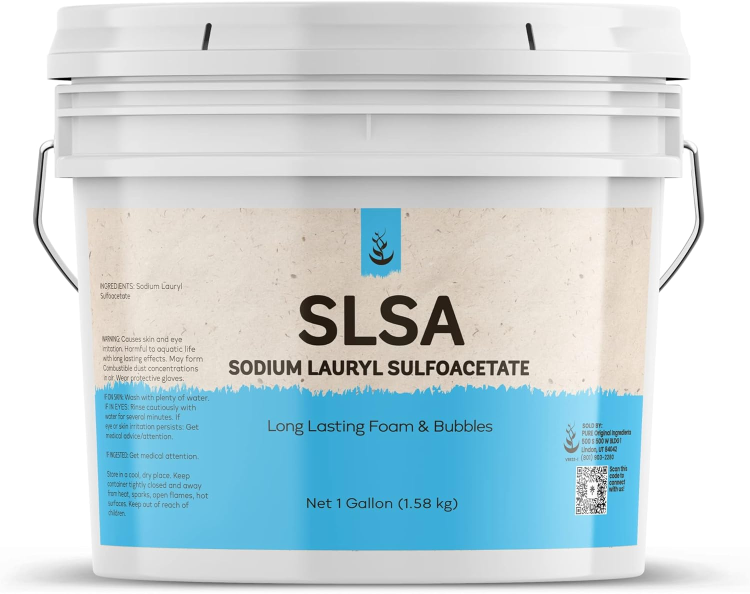 Pure Sodium Lauryl Sulfoacetate (SLSA) (1 Gallon) Long Lasting Foam & Bubbles, Gentle on Skin image number 4