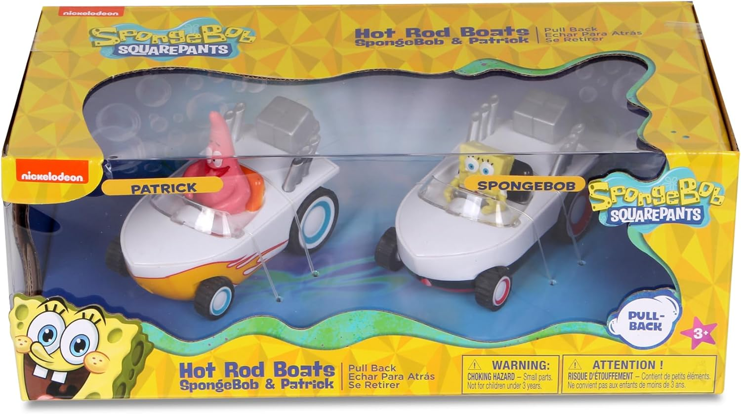 Spongebob Squarepants Pull Back 2PK Spongebob & Patrick Hot Rod Boats, Pull Back and Watch Them Zoom, No Batteries, No Controls, No Hassle, Fun&ndash;Fast&ndash;Portable, Great Gift, Official Nickoledeon Licensed image number 6