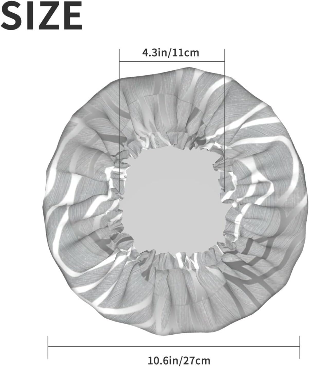 Silver Geometric Figure Print Shower Cap for Women Lightweight Reusable Softdouble Waterproof Layers Leakproof. image number 1