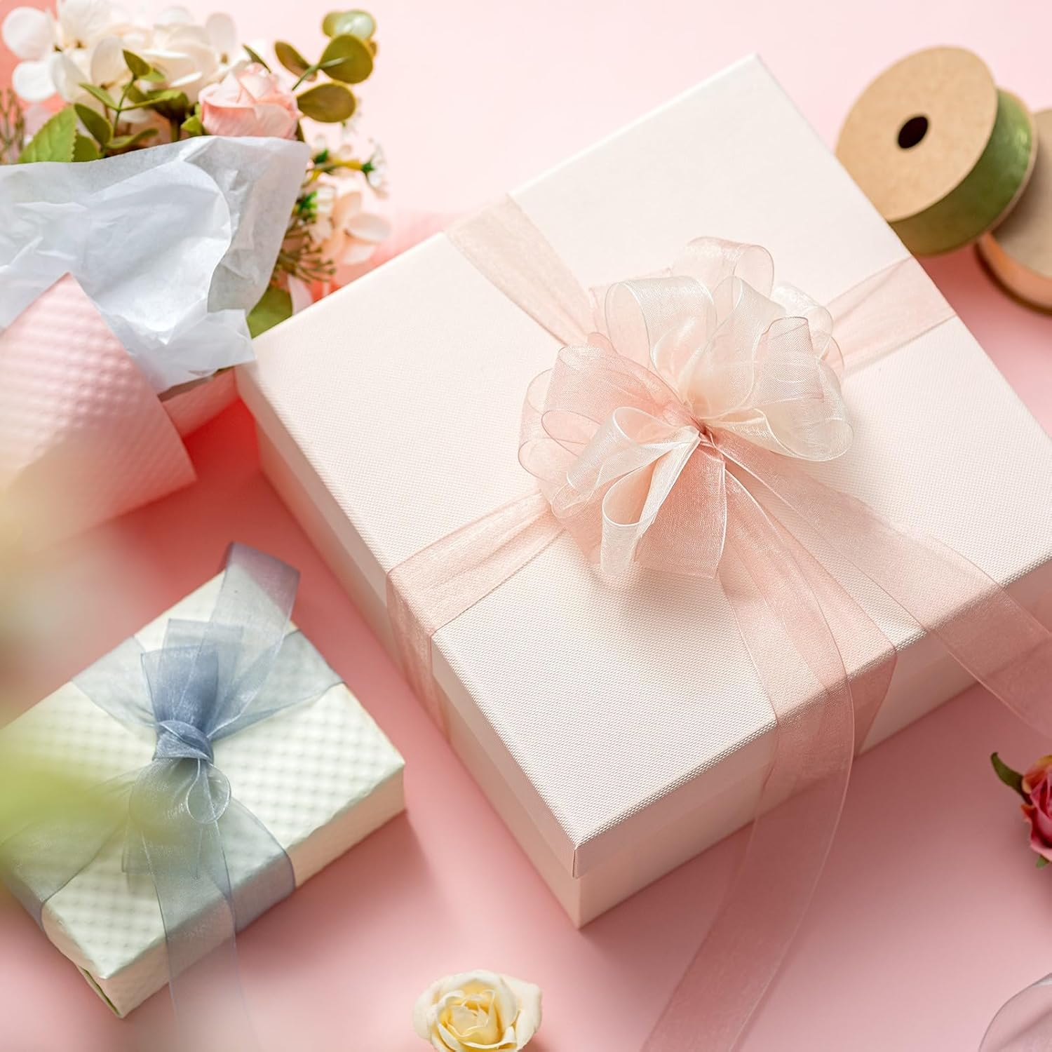 Organza Ribbon - Royal Blue & Navy Blue, 1 Inch X 10 Yd, Silk, Wedding Invitation image number 2