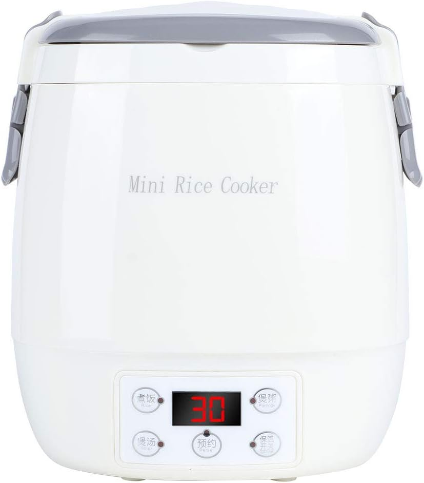 Different Gift 1.6L Mini Rice Cooker, Separate Inner Tank Food Steamers, White Electric 12V AU 220V for Home Car