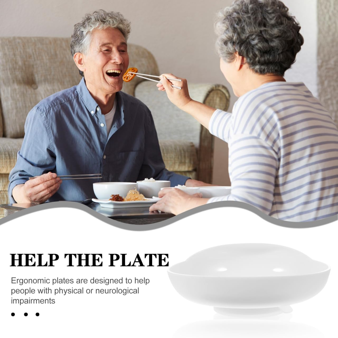 PACKOVE Senior Dining Bowl with Suction Base Spillproof Silicone Food Tray Lightweight Adaptive Scoop Plate for Elderly Independent Eating Aid image number 5