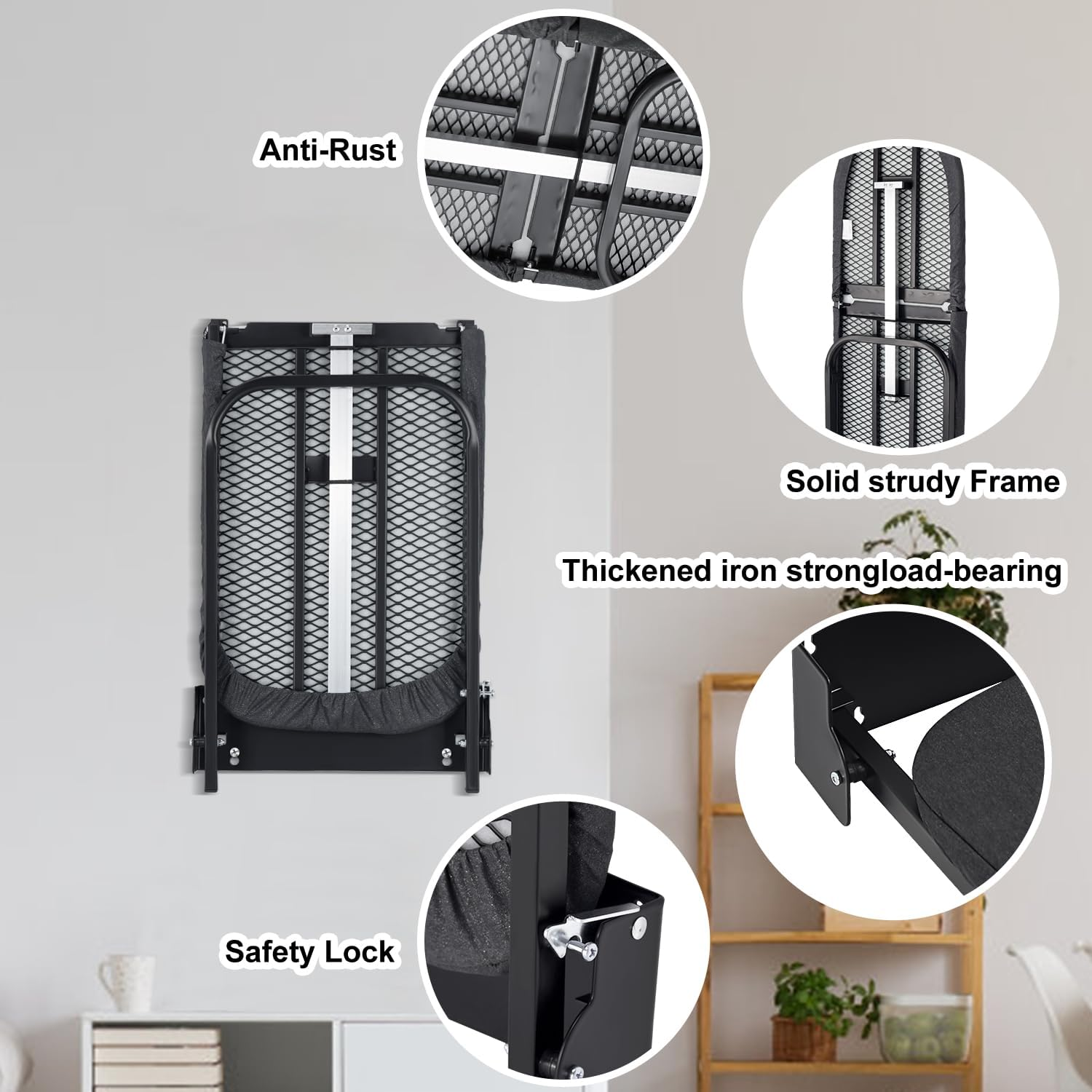 Duwee Wall-Mounted Foldable Ironing Board, Retractable Ironing Boards with Heat Resistant Cover, Space-Saving Iron Table, Easy to Install, Hardware Included image number 1