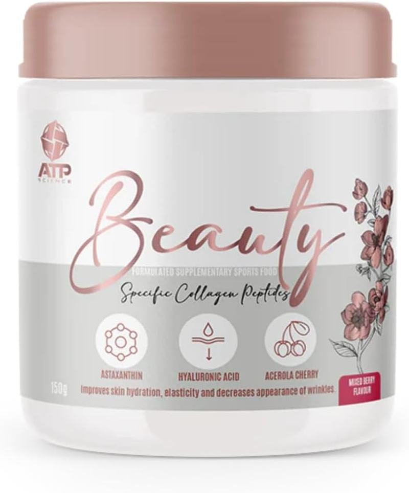 ATP Science Beauty Collagen Powder, with Trademarked Collagen Peptide Verisol&reg;, Protein Powder Enriched with Astaxanthin, Hyaluronic Acid, and Acerola Cherry, Improves Skin Hydration and Elasticity, Decreases Appearance of Wrinkles, Flavour: Mixed Berry image number 1