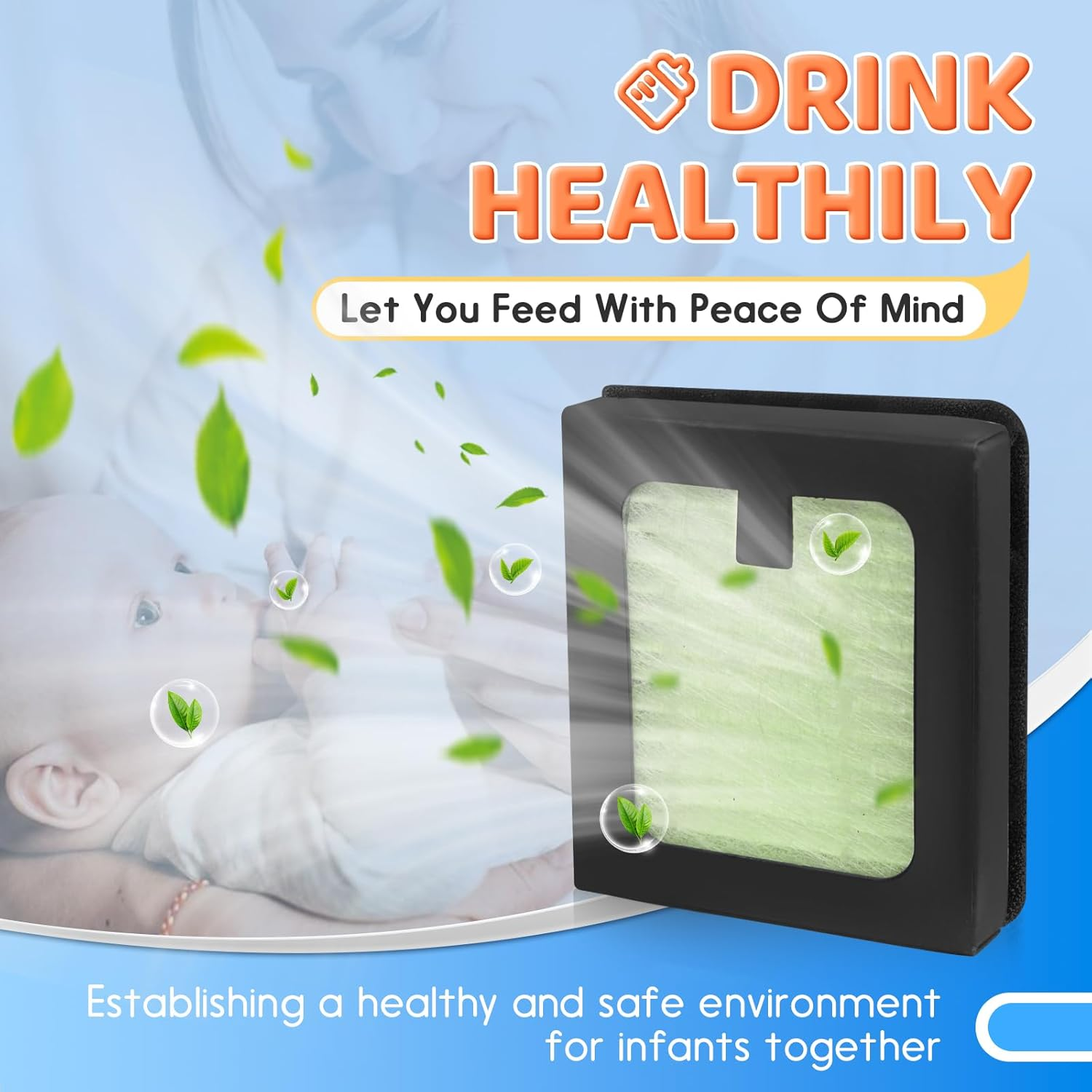 4 Pack HEPA Filter Replacement Compatible with Baby Brezza Bottle Dryer Advanced and Baby Brezza Bottle Washer Pro image number 1