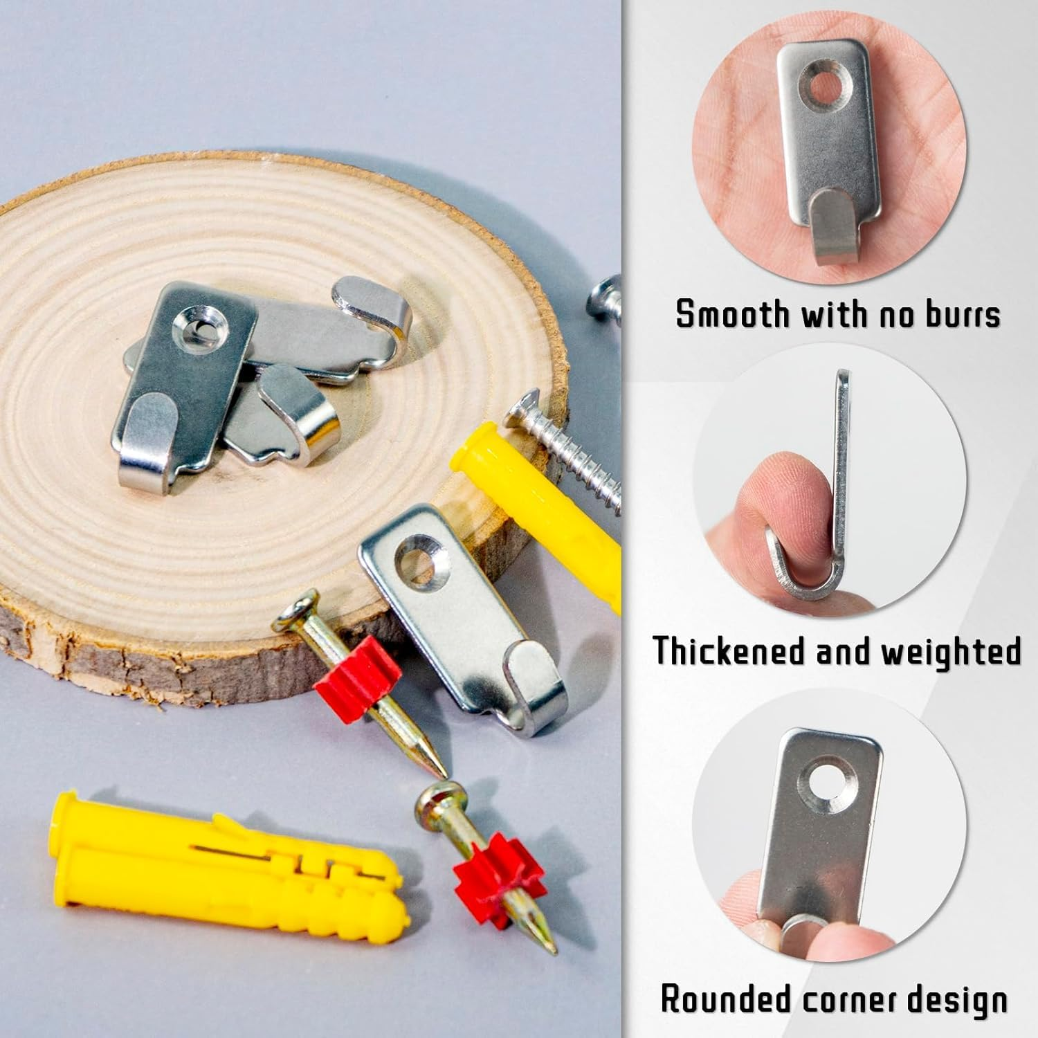 16 Pack Stainless Steel Wall Mounted Mini J Hooks , Ljxyloog Heavy Duty Picture Hangers Mirror for Frame Hanging Hardware Band Screw image number 4