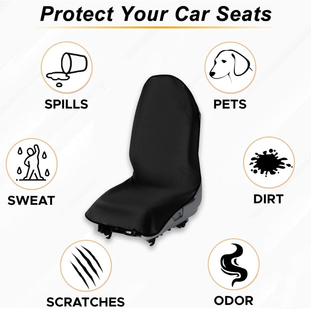 1PCS Sweat Towel Car Non-Slip Seat Cover，Waterproof Sweat Towel Front Seat Cover Suitable for Fitness, Beach,Yoga，Towels for Car Seat, Truck, Van, SUV, Etc（Black） image number 2