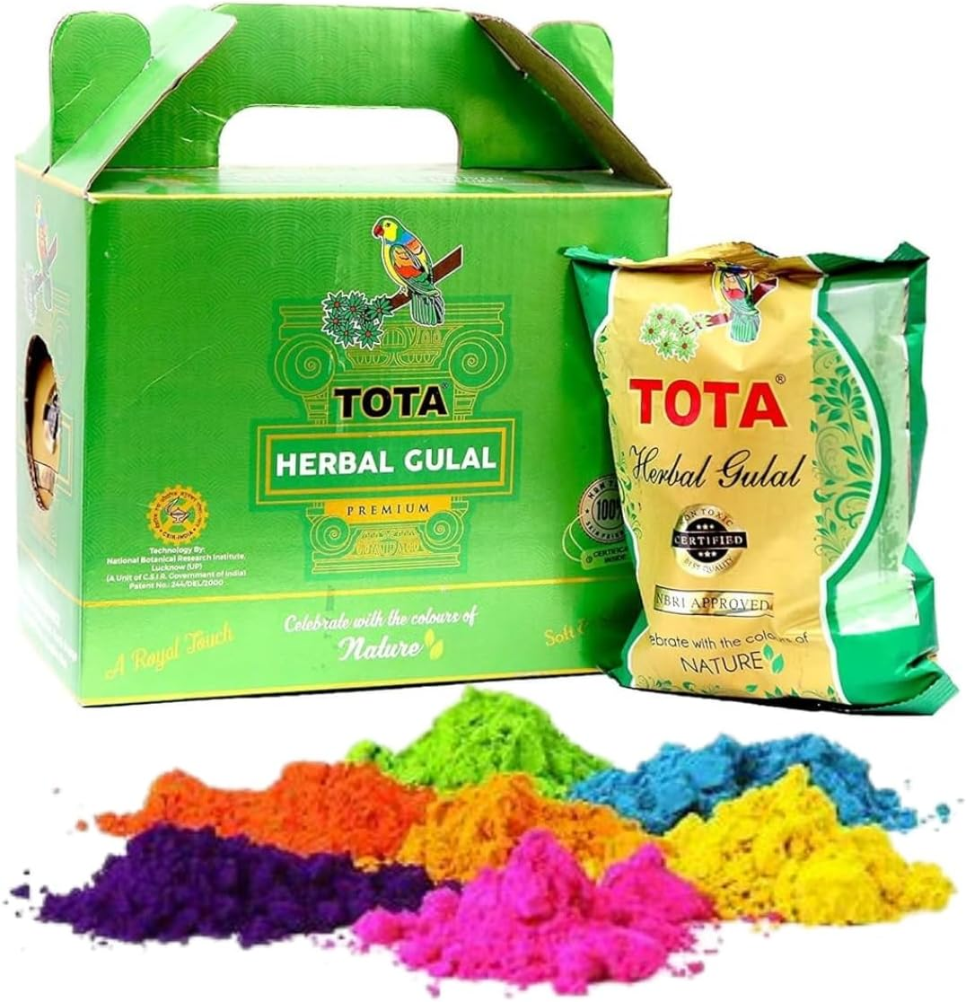 TOTA Herbal Holi Colours (500Gm) - Pack of 5 Neon Holi Gulal - Pink, Orange, Green, Light Green, Light Pink