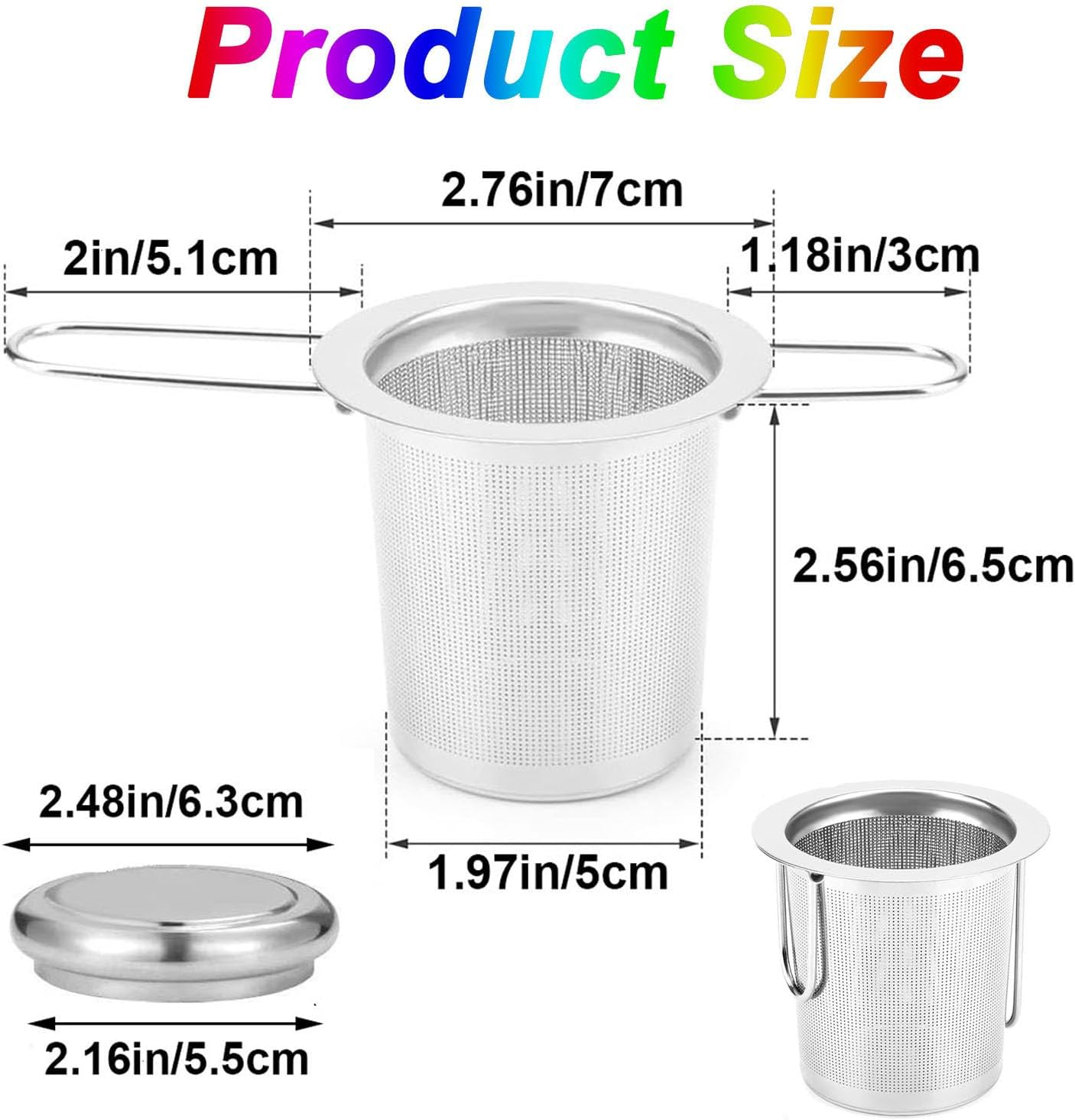 Mtxorvix Tea Filter Strainer Extra Fine Mesh Tea Strainer Stainless Steel Tea Infuser Steeper with Lid and Foldable Handle Loose Tea Leaf Steeper, for Tea Cups, Teapots, Mugs (Style B) image number 4