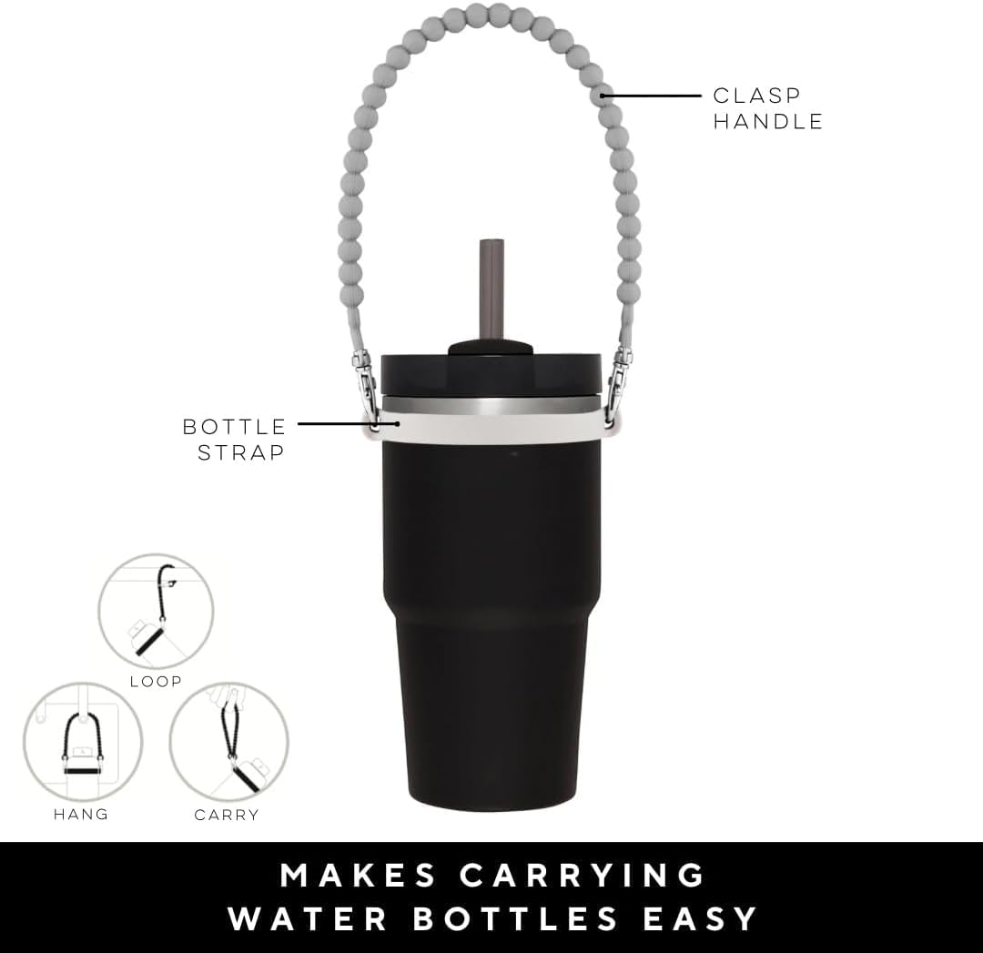 Water Bottle Handle - Water Bottle Sling, Carrier, Holder with Strap - Soft Durable Silicone - Fits Most 8-40Oz Bottles - Compatible Stanley Cup Accessories image number 4