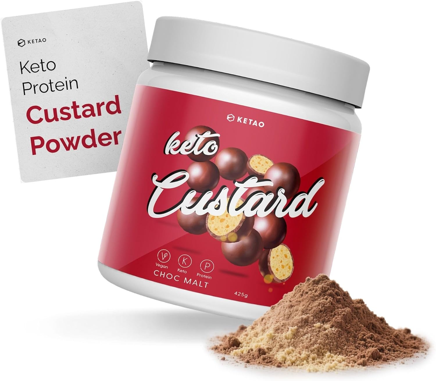 Keto Custard Protein Powder Mix Choc Malt Flavor | Low Carb Protein Blend, 425G, 68 Calories per Scoop, 10.25G Protein, 2.3G Carbs image number 4