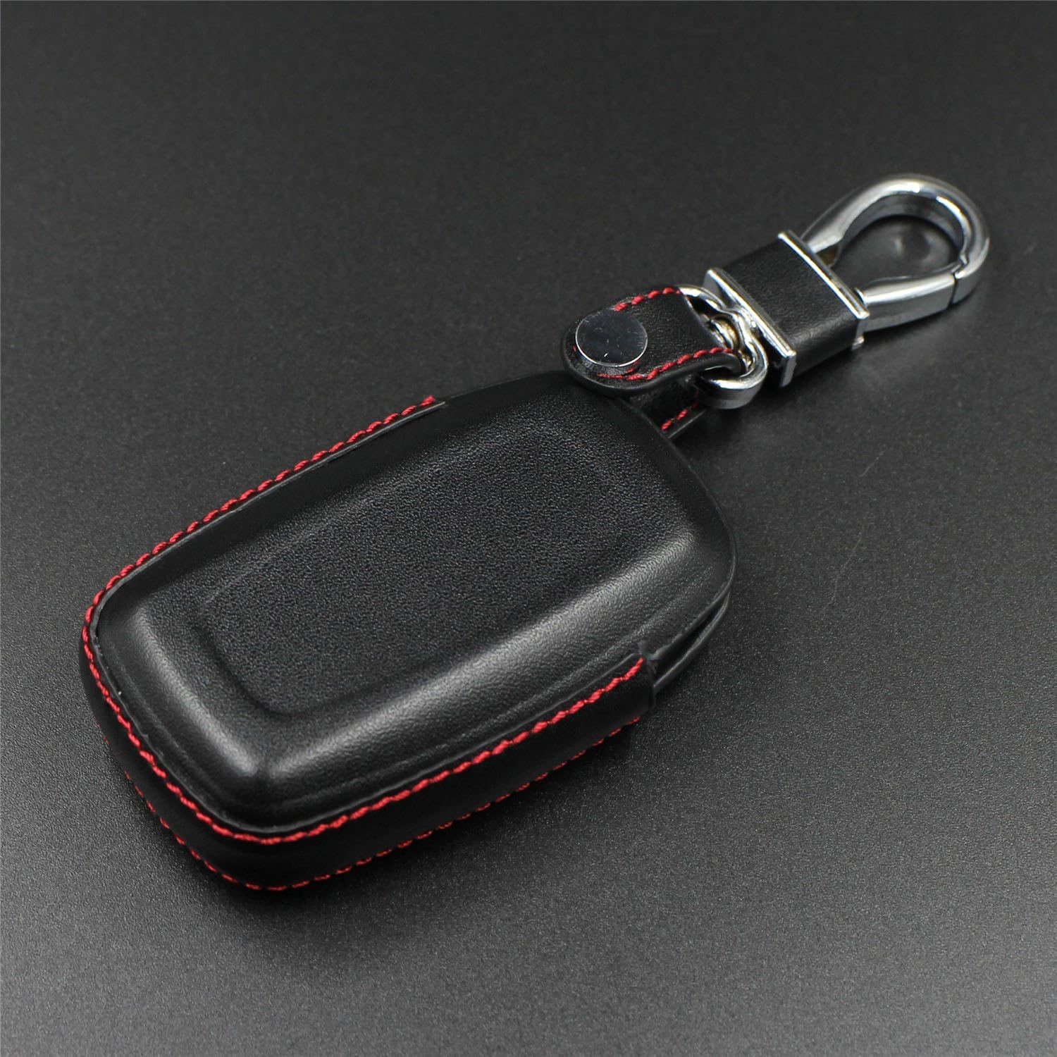 M.Jvisun Men Women Genuine Leather Key Fob Cover for Land Rover Discovery 4 LR4 for Range Rover Evoque for Range Rover Sport Car Remote Key Case Pouch with Key Ring Keychain - Black image number 2