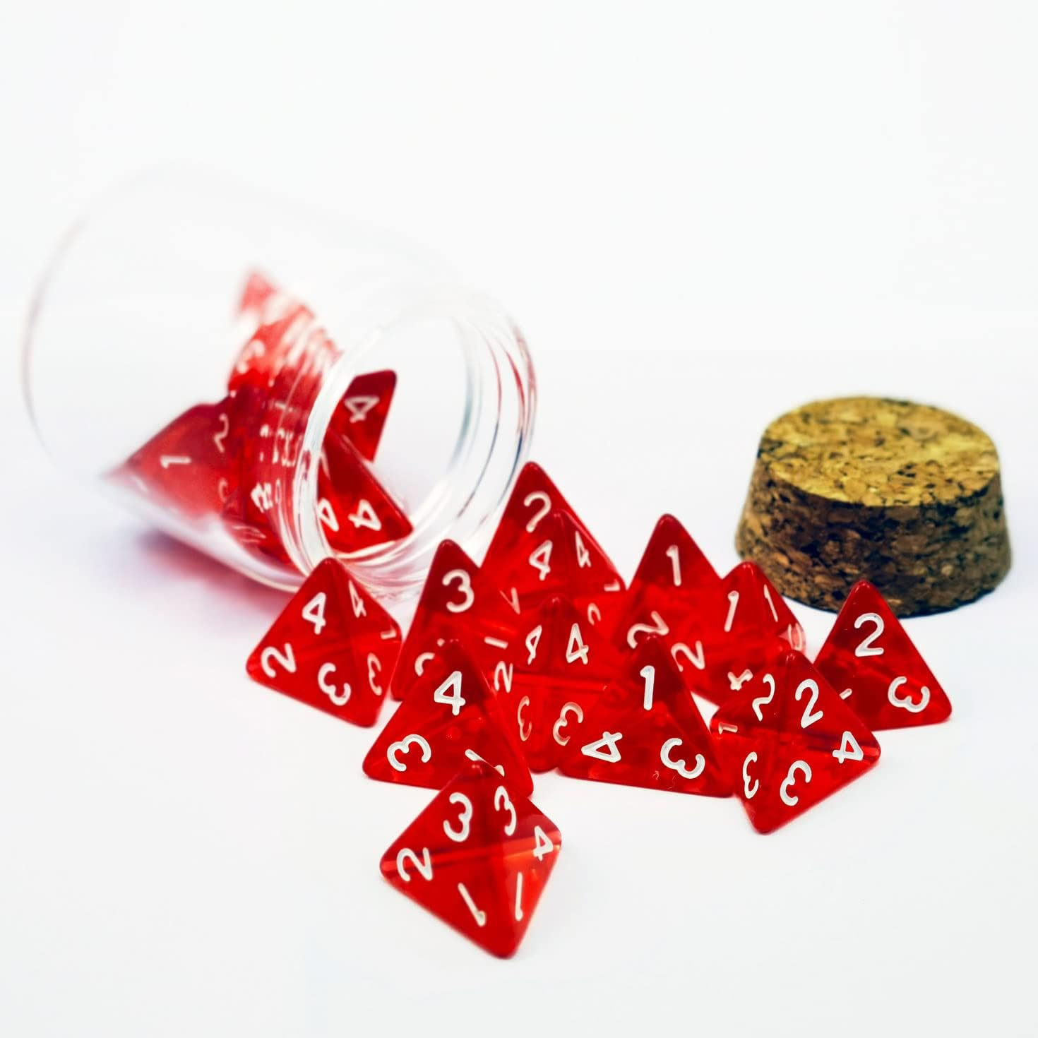 Bescon Standard Sized Transparent Red D4 Dice 20Pcs Healing Potion Bottle, 20Pcs D4 Health Potion Dungeons and Dragons Accessory image number 3