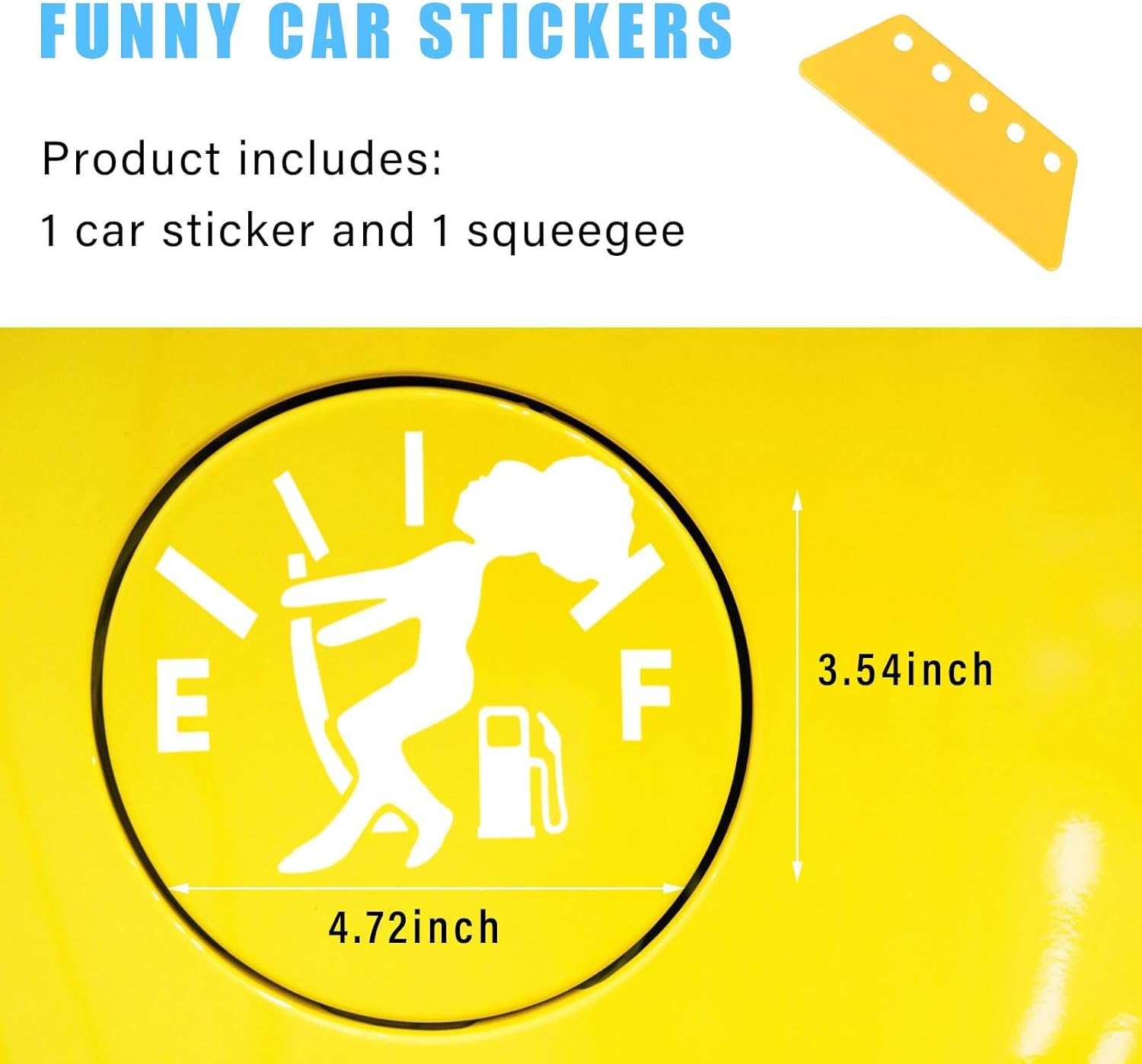 Funny Car Fuel Tank Sticker, EF Logo Waterproof High Gas Consumption Decal, Universal Vehicle Fuel Gage Empty Stickers Decor Suitable for Cars, Trucks, Motorcycles, Suvs (Hair Female) (White) image number 3