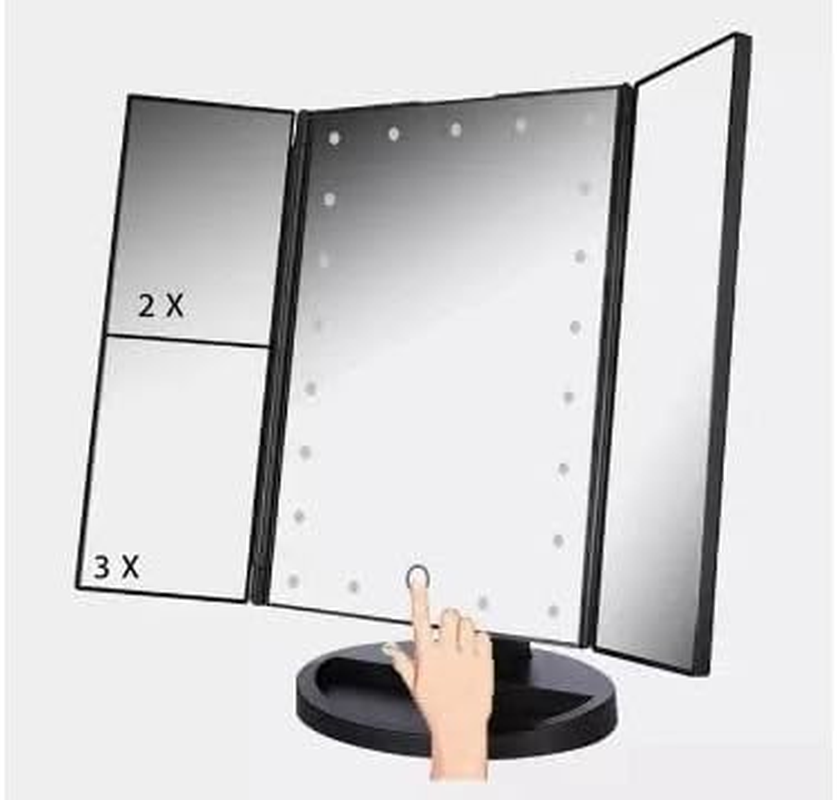 FIME. Makeup Mirror with 3X Magnification, 21 LED Lights, 180 Degree Rotation, Portable Travel Size,Table Mirror with Touch Screen, Portable Travel Cosmetic Mirror image number 5