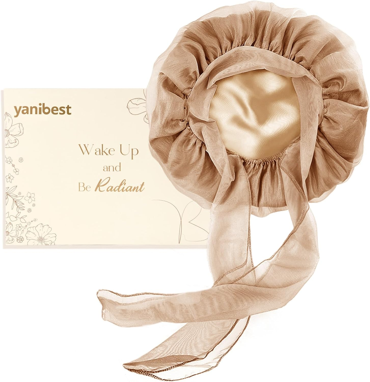 YANIBEST Breathable Silk Bonnet for Sleeping Women, Breeze Satin Nightcap with Tie Band Hair Bonnets Curly Hair, Head Wrap Cap