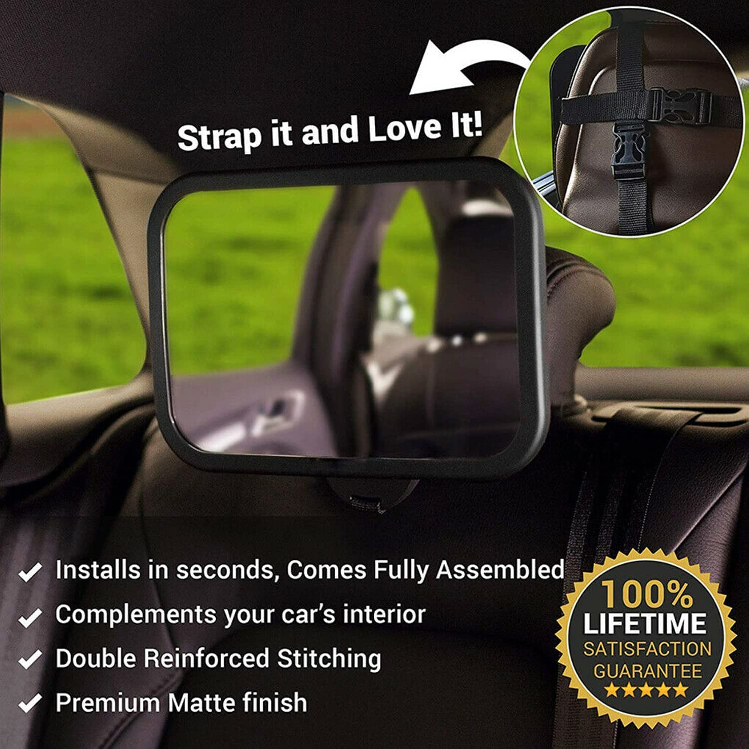 Yotsuba Baby Car Mirror - Crystal Clear View, Shatterproof, 360&deg; Adjustable Safety Mirror for Rear-Facing Infants - Fully Assembled Car Seat inside Mirror image number 6