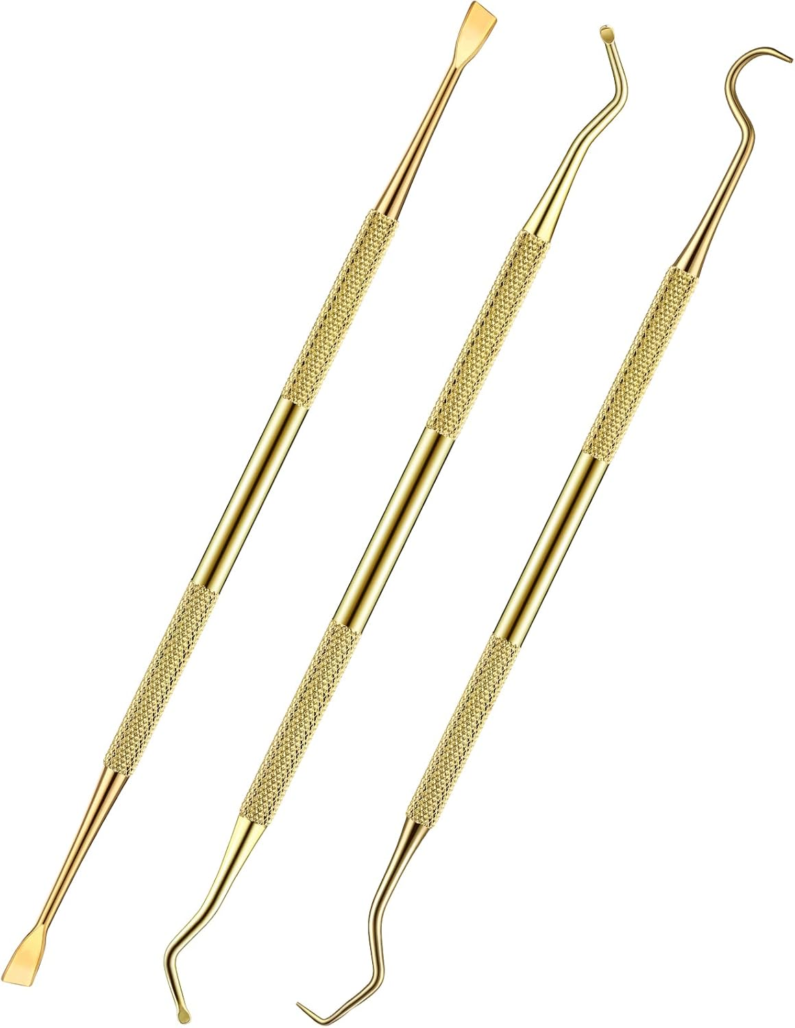 Hotop 3 Pieces Dog Dental Tooth Scaler and Scraper Stainless Double Headed Tarter Removing Tool Scraper Pet Teeth Cleaning Tools for Dog and Cat (Rose Gold)