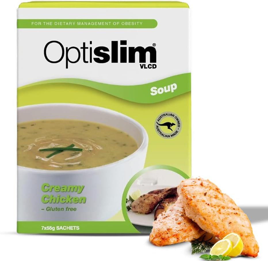 Optislim VLCD Soup - High Pure Protein, Low Carb Healthy Diet Soup Powder, High Calcium, Gluten Free, with 25 Vitamins and Minerals - 7 X 55G - Creamy Chicken image number 4