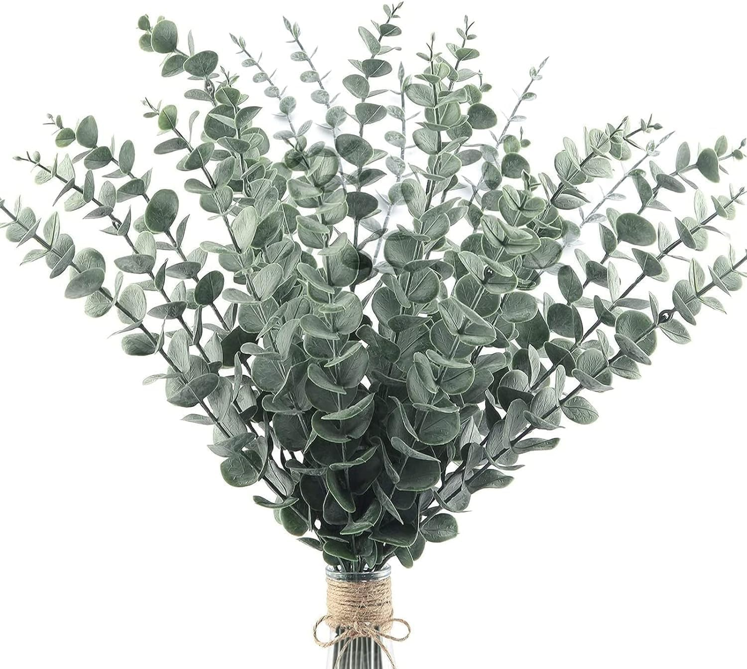 25Pcs Artificial Eucalyptus Stems Fake Leaves Greenery Stems, Realistic Fake Flowers for Home Office Decor, Wedding Bouquet, Centerpiece, Christmas, Fall, and Seasonal Decorations（Dark Green ） image number 4