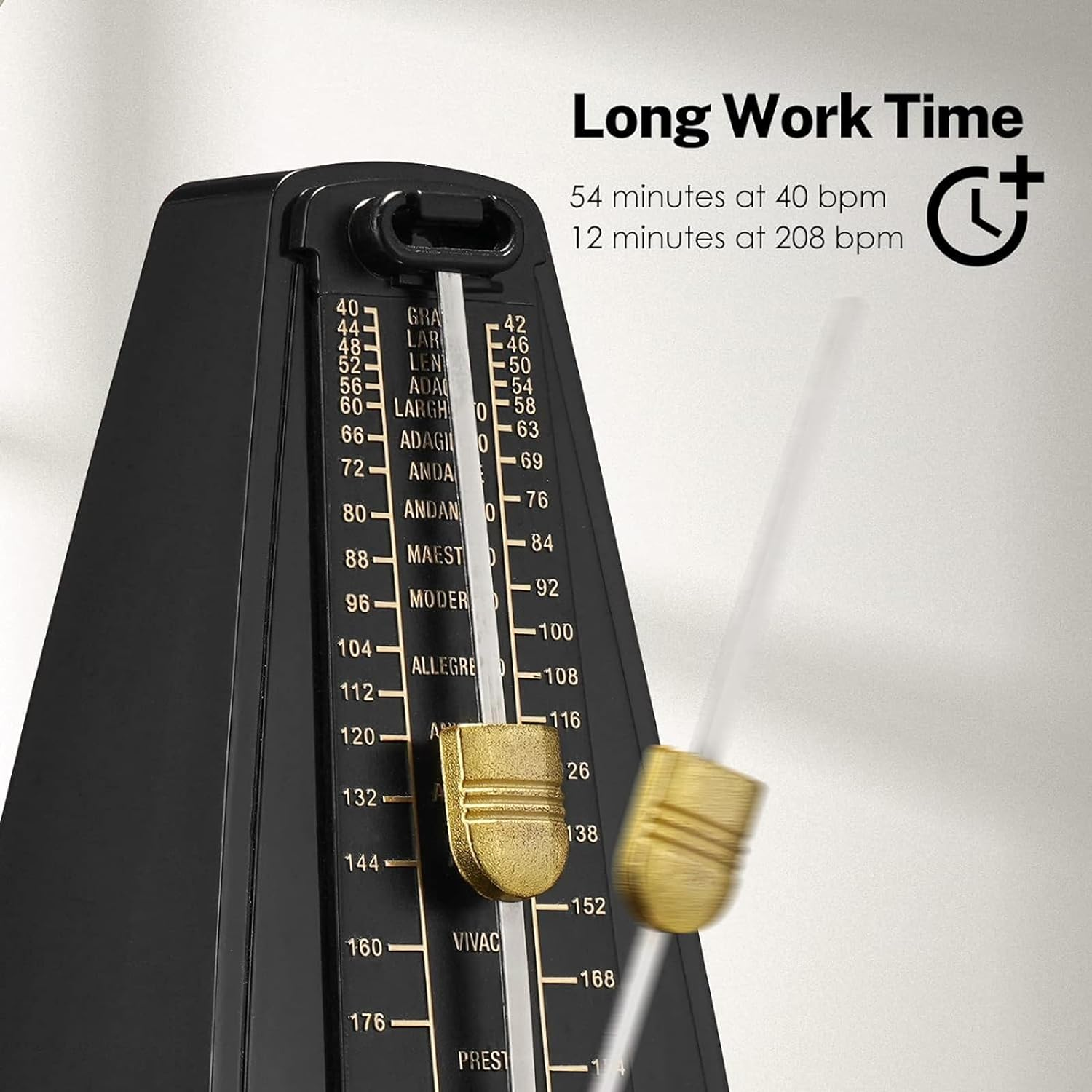 Mechanical Metronome, Universal Metronome for Piano, Guitar, Ukulele, Violin, with Loud Sound, Accurate Track Beat, Tempo for Beginner, Piano Black image number 3